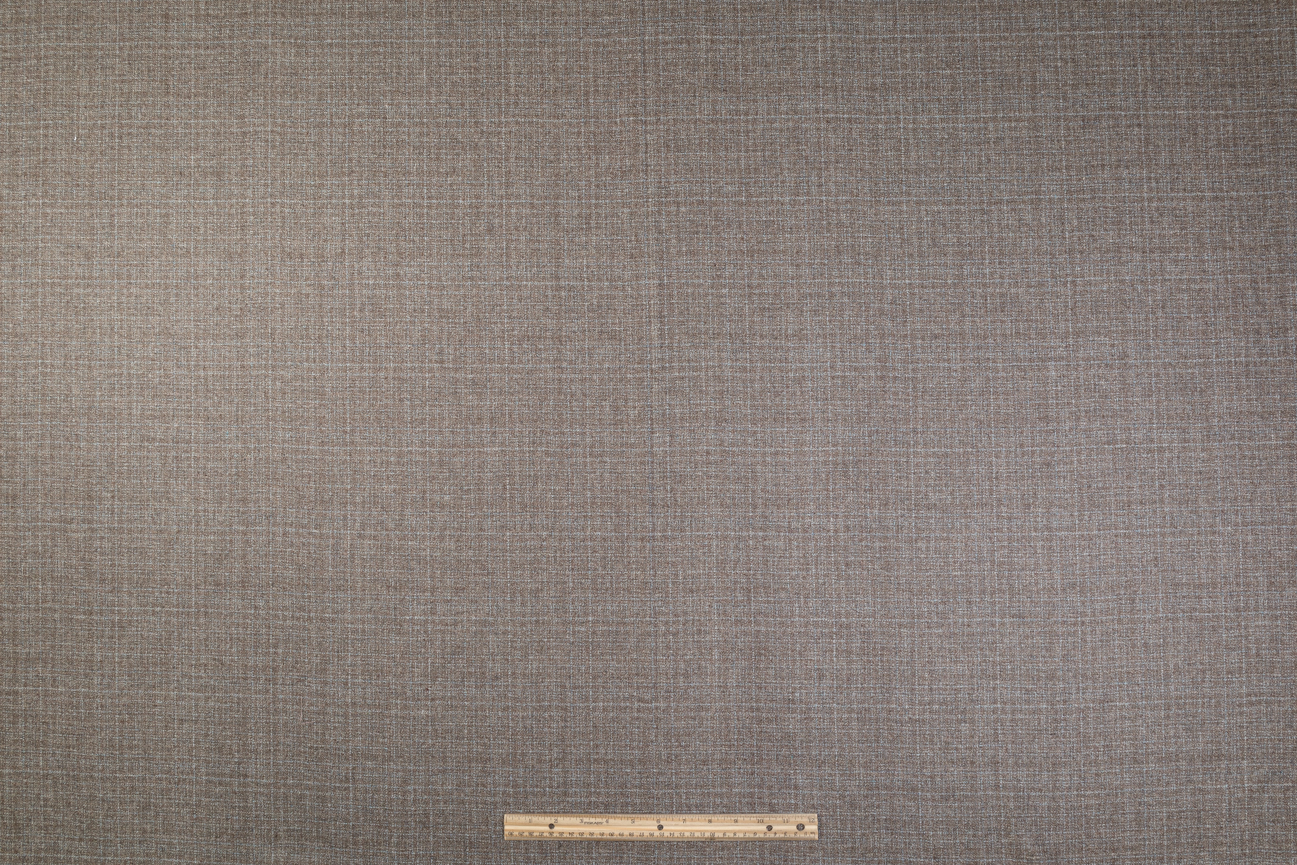 Italian Wool Tweed Suiting - Taupe / Blue
