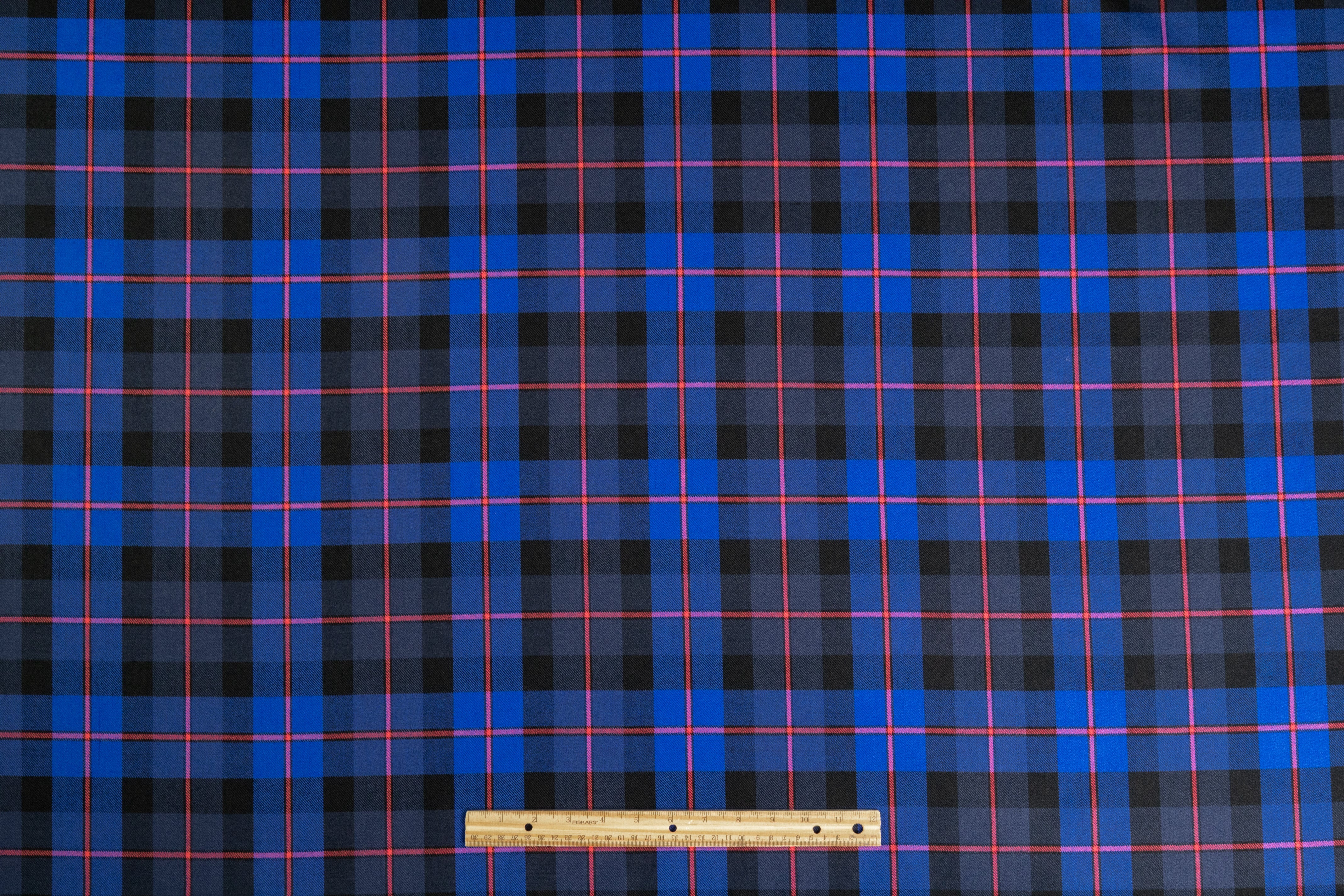 Checked Italian Wool - Blue / Black / Pink