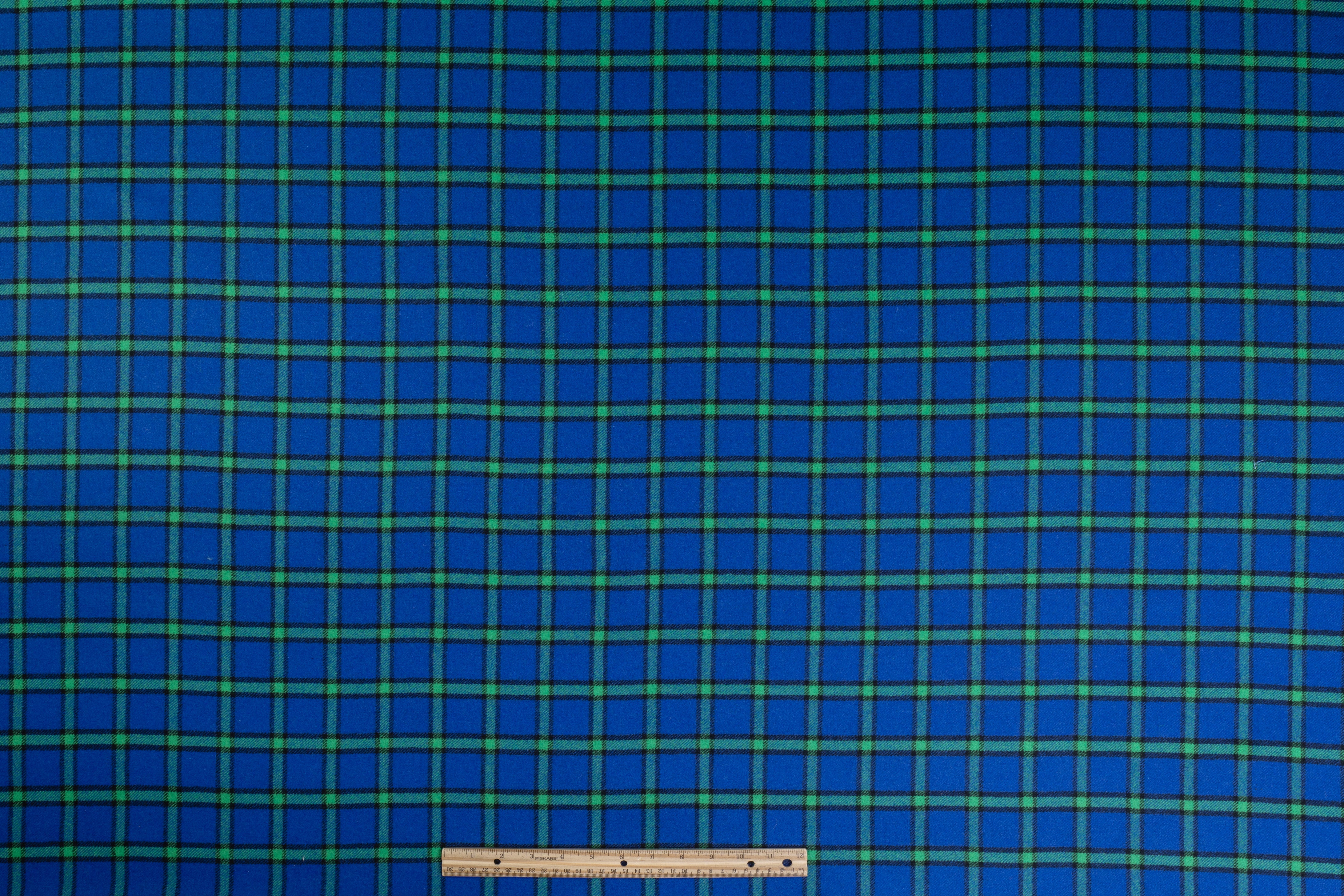 Checked Italian Wool Blend - Blue / Green