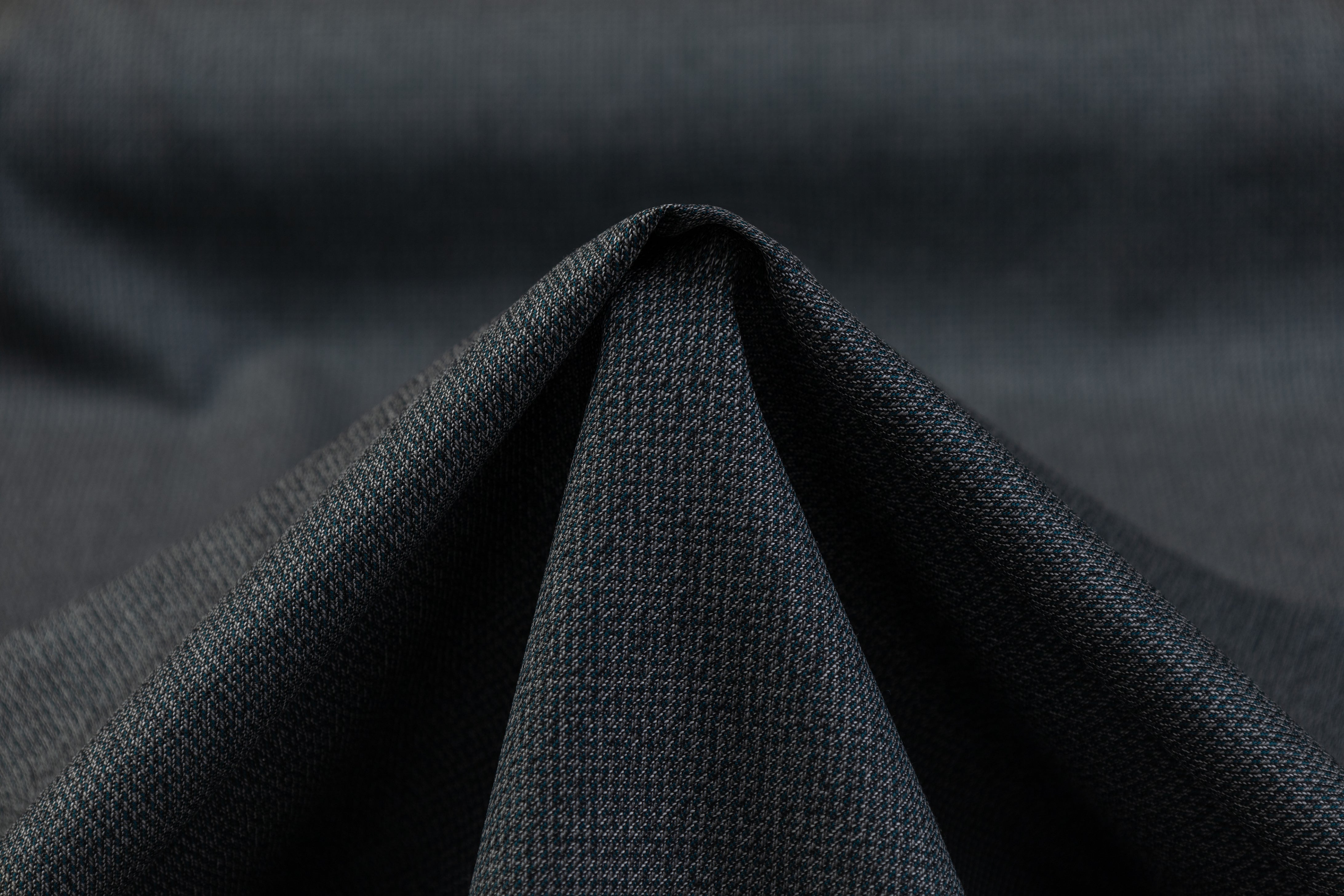 Italian Wool Tweed Suiting - Gray / Teal Green