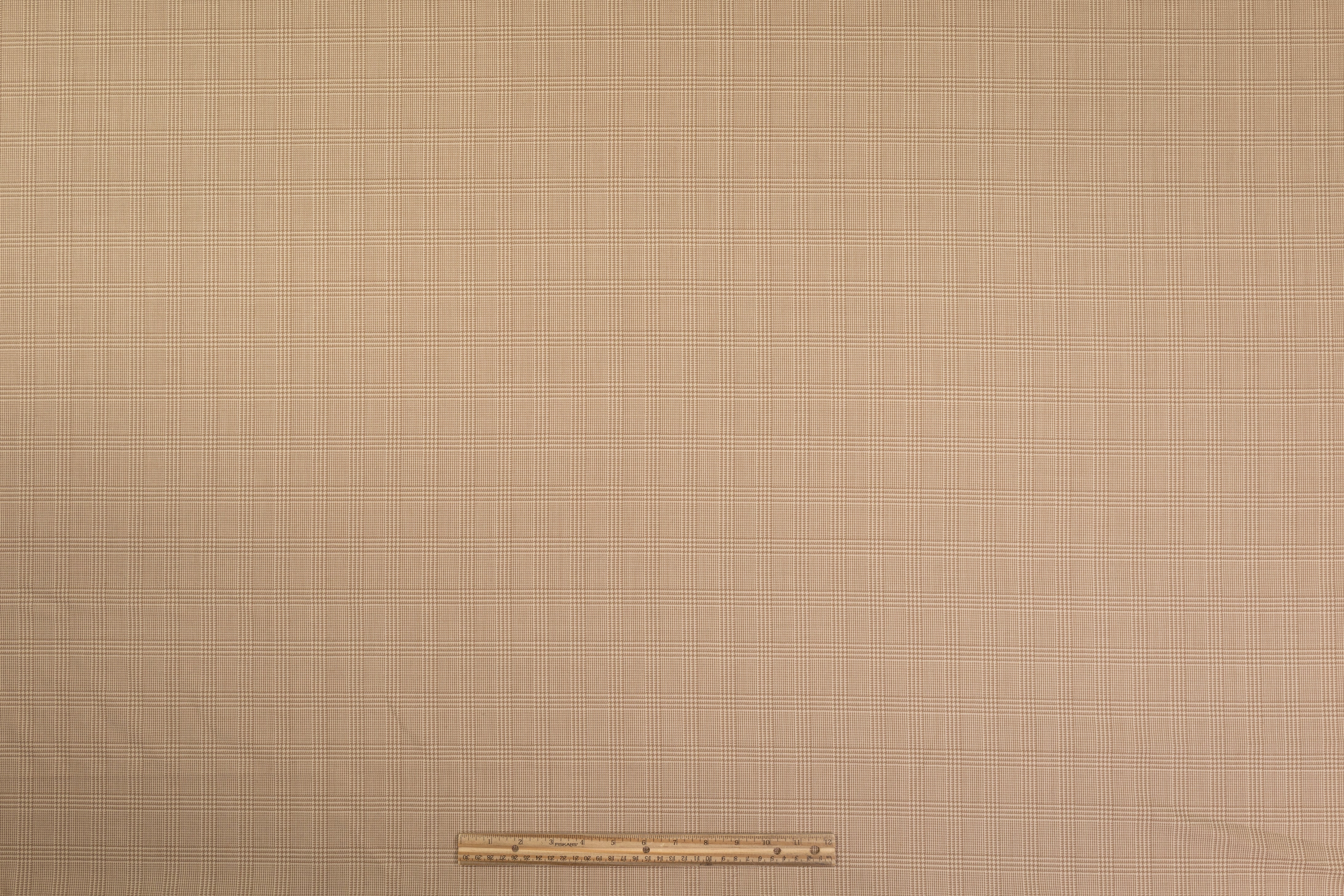 Glen Checked Italian Wool Suiting - Tan