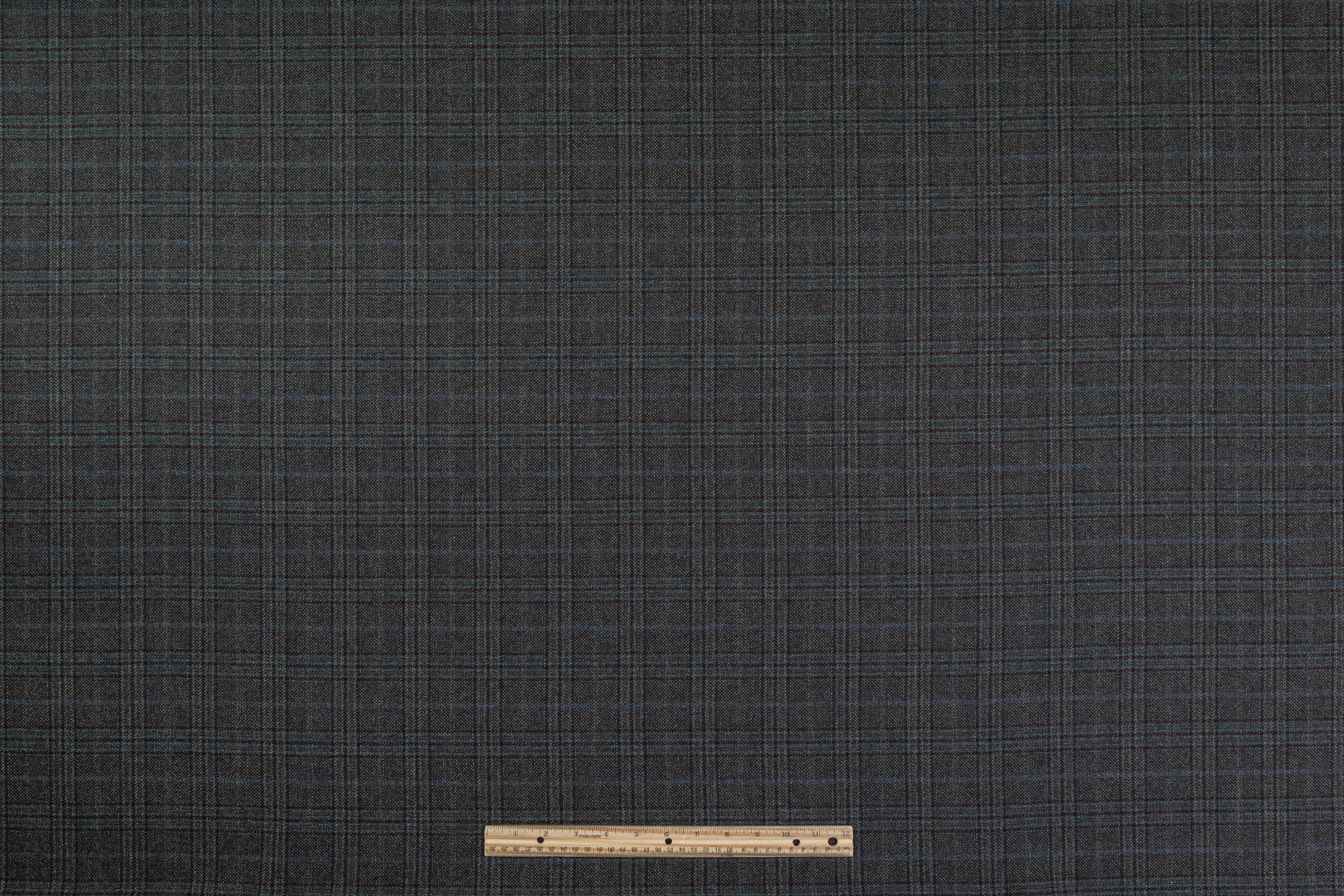 Guabello - Checked Italian Wool Cotton Blend - Teal / Brown / Navy