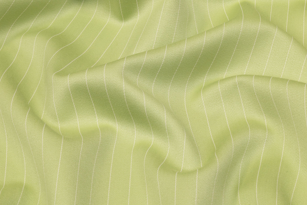 Pin Striped Italian Satin Faille Wool Suiting - Pistachio Green