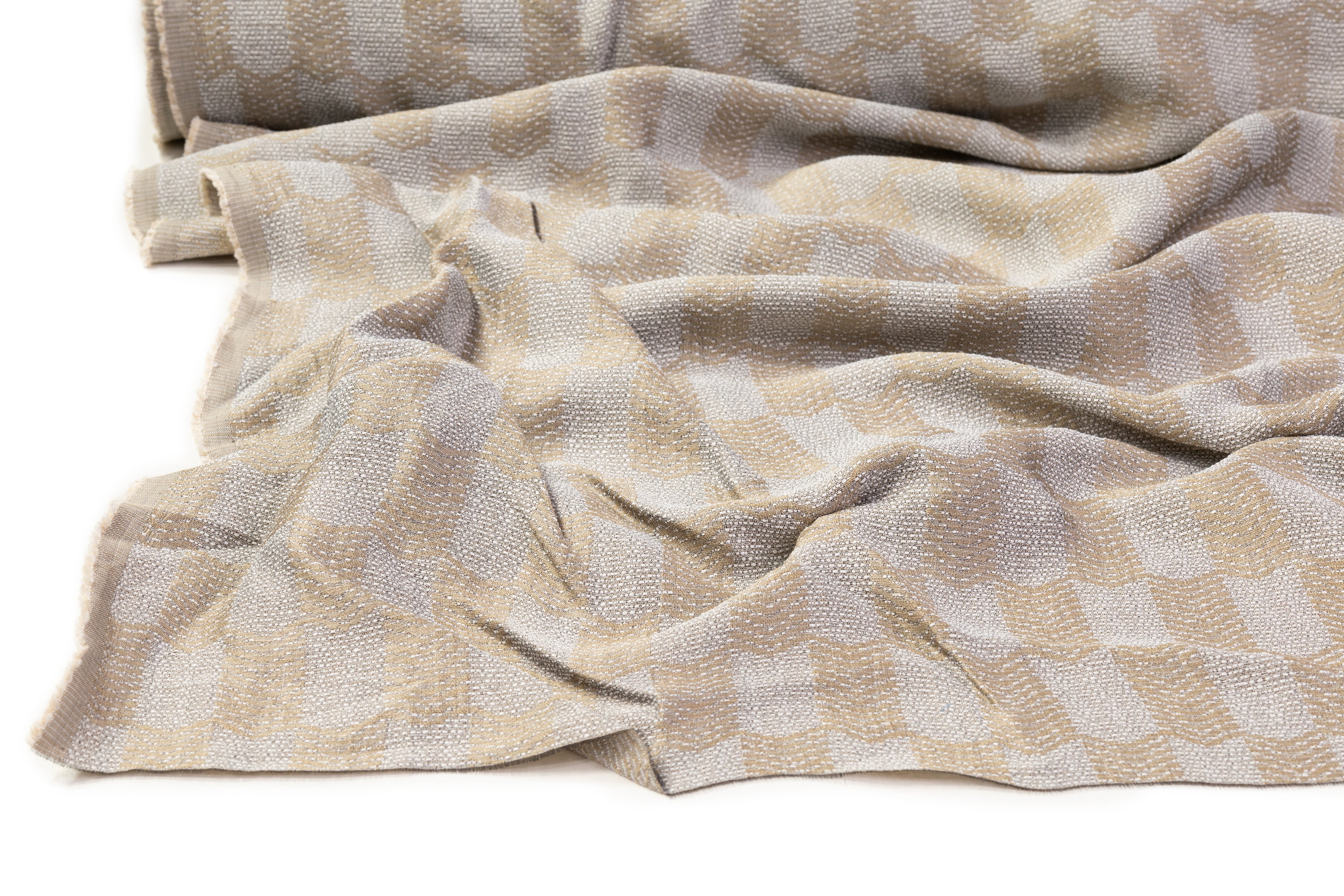 Geometric Italian Silk Blend Jacquard - Gray / Taupe