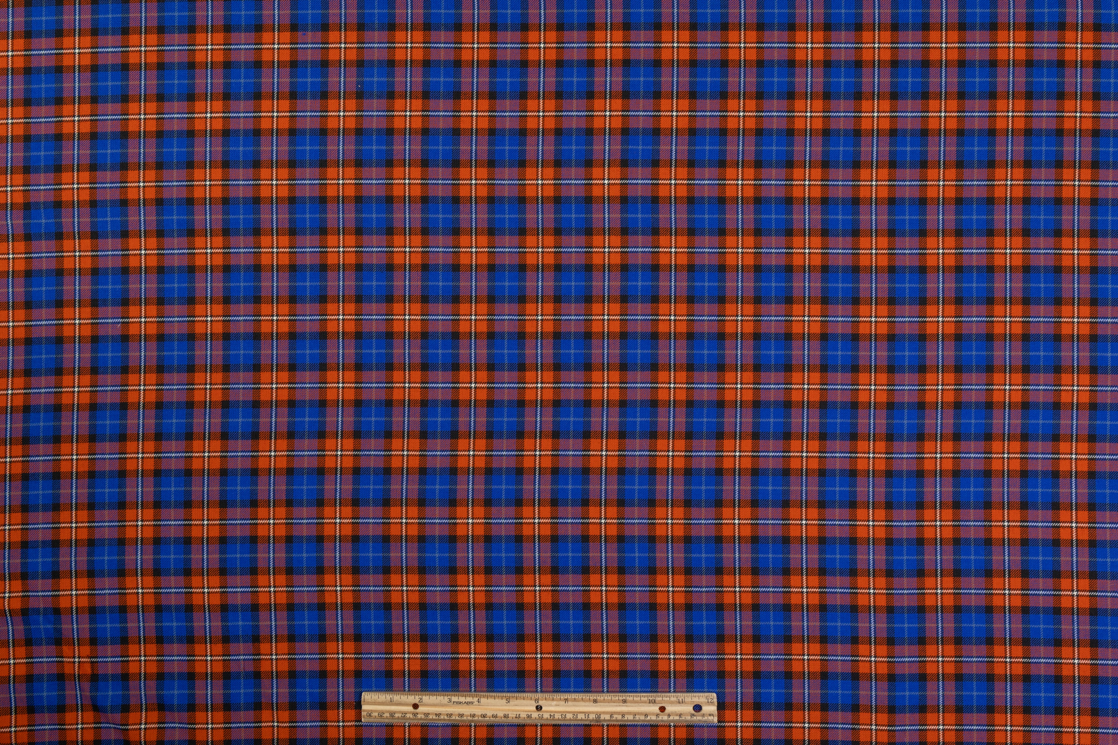 Checked Italian Wool Suiting - Blue / Orange