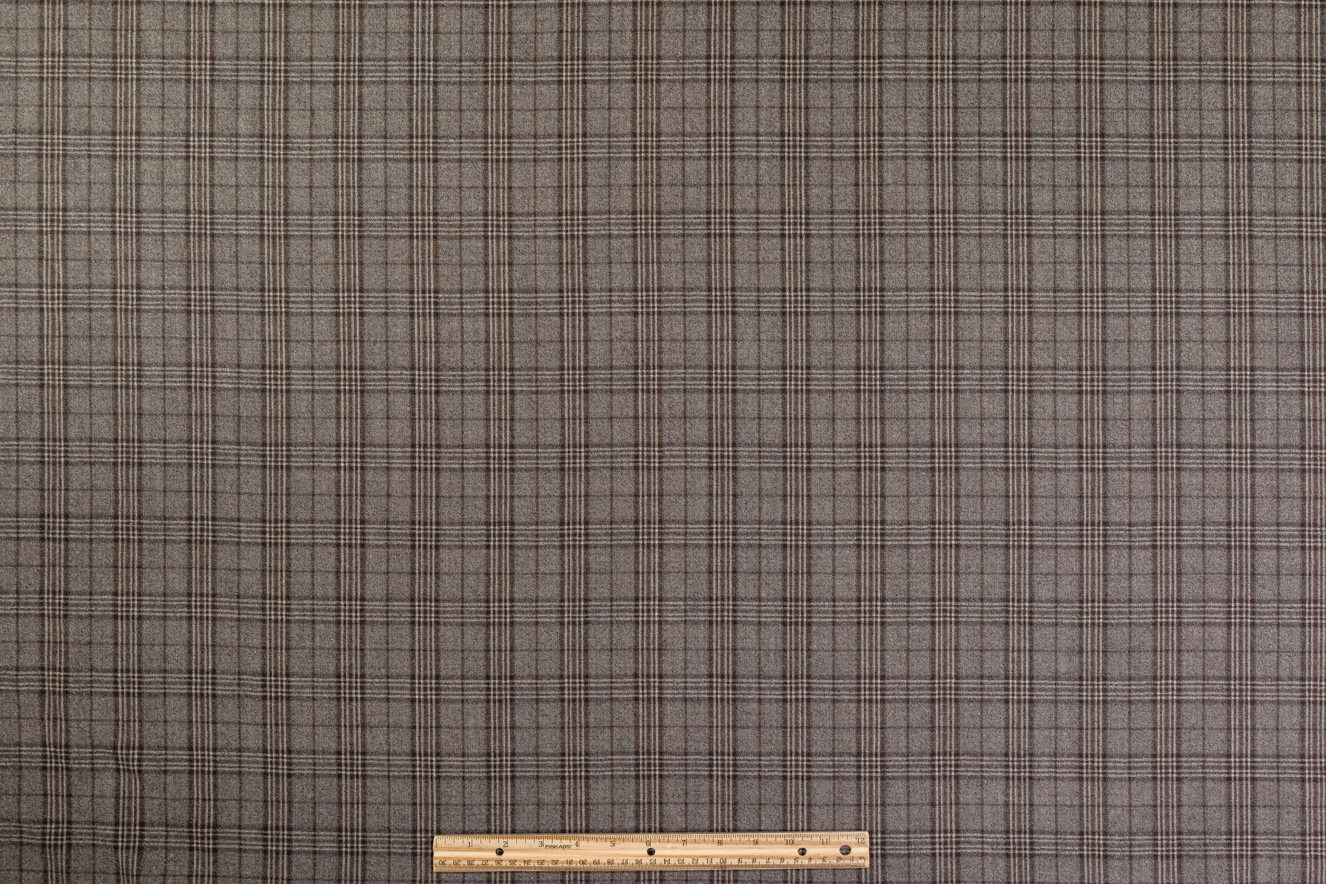 Checked Italian Super 130s Wool Flannel - Brown / Gray