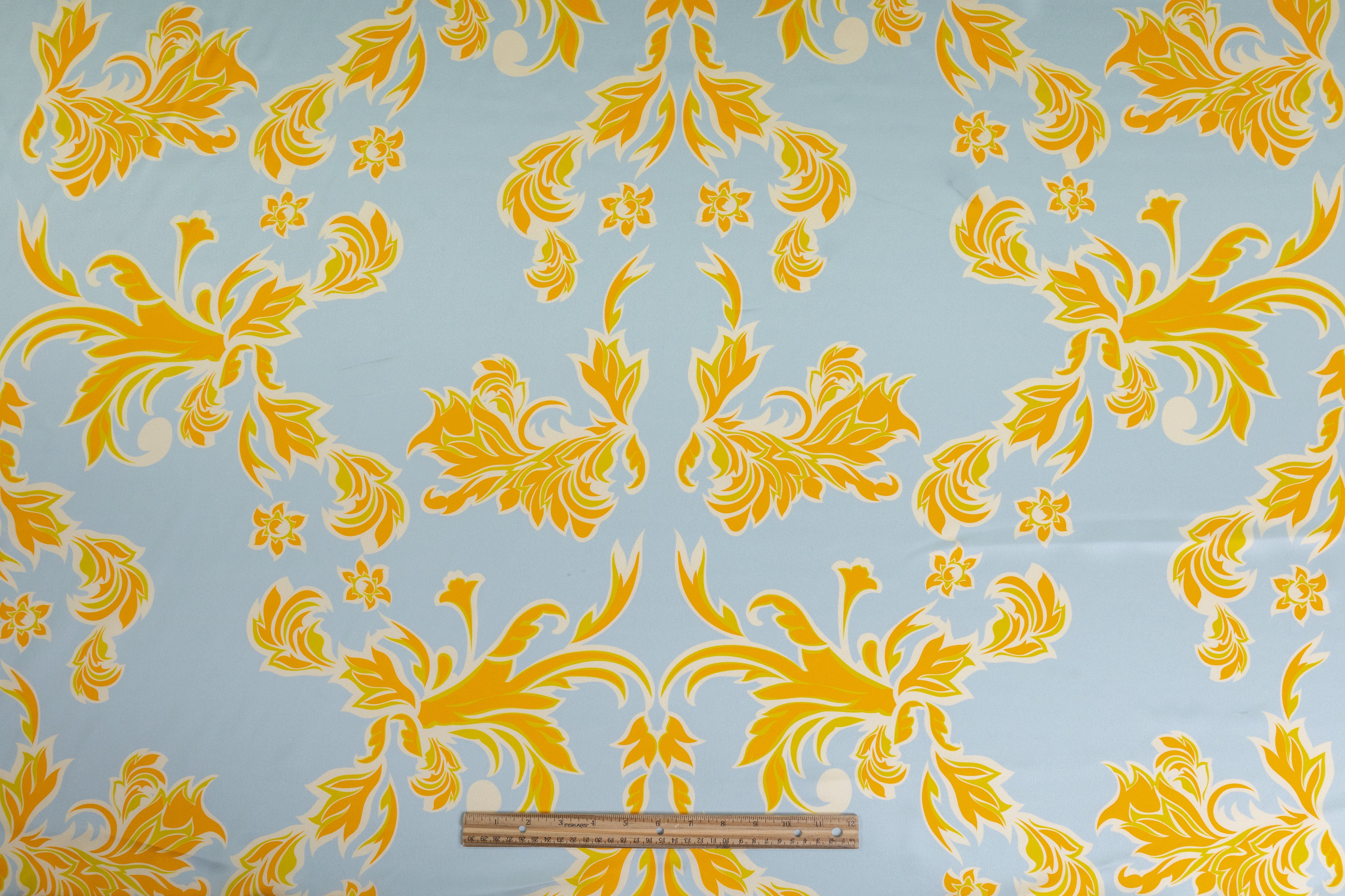 Italian Silk Charmeuse - Blue / Orange / Green