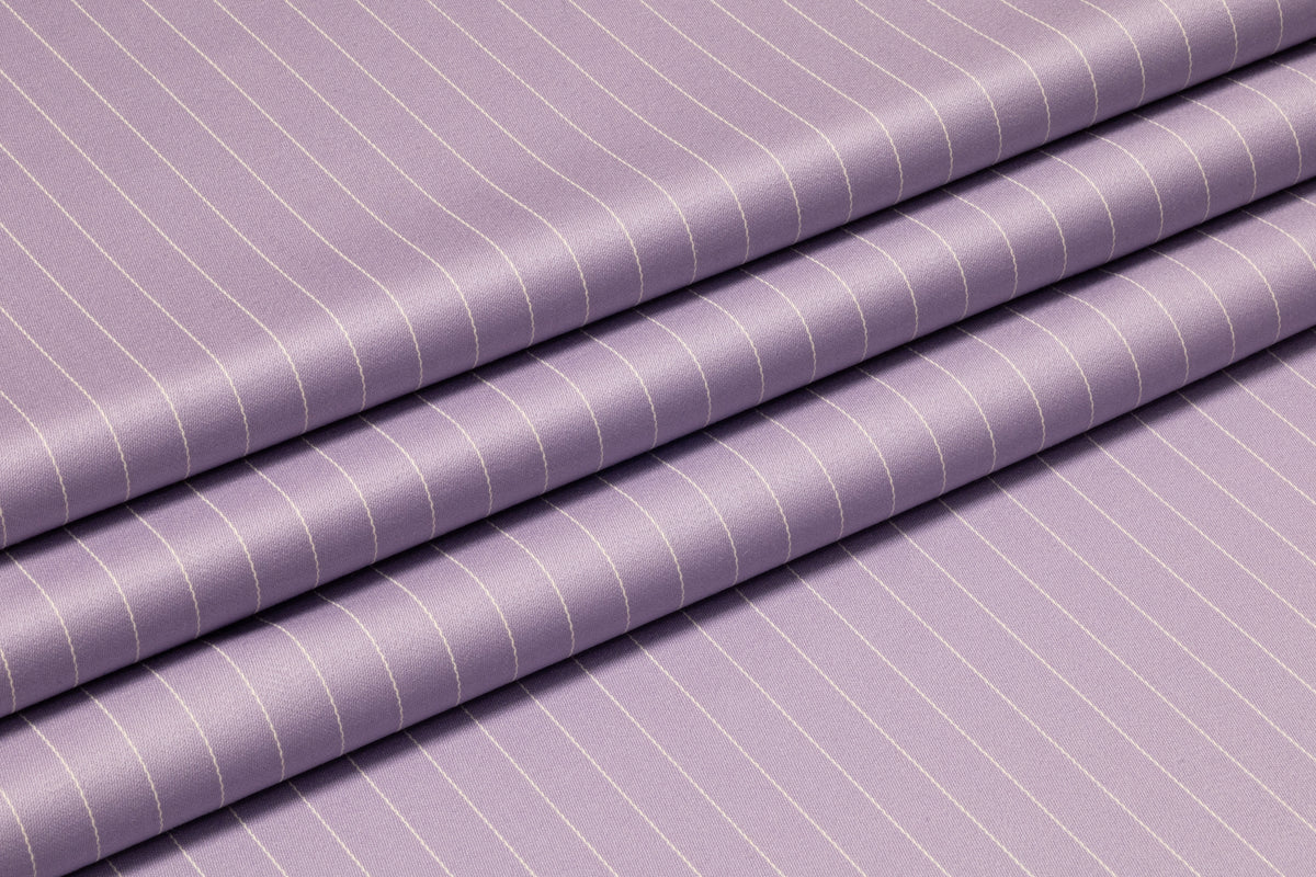 Pin Striped Italian Satin Faille Wool Suiting - Lavender