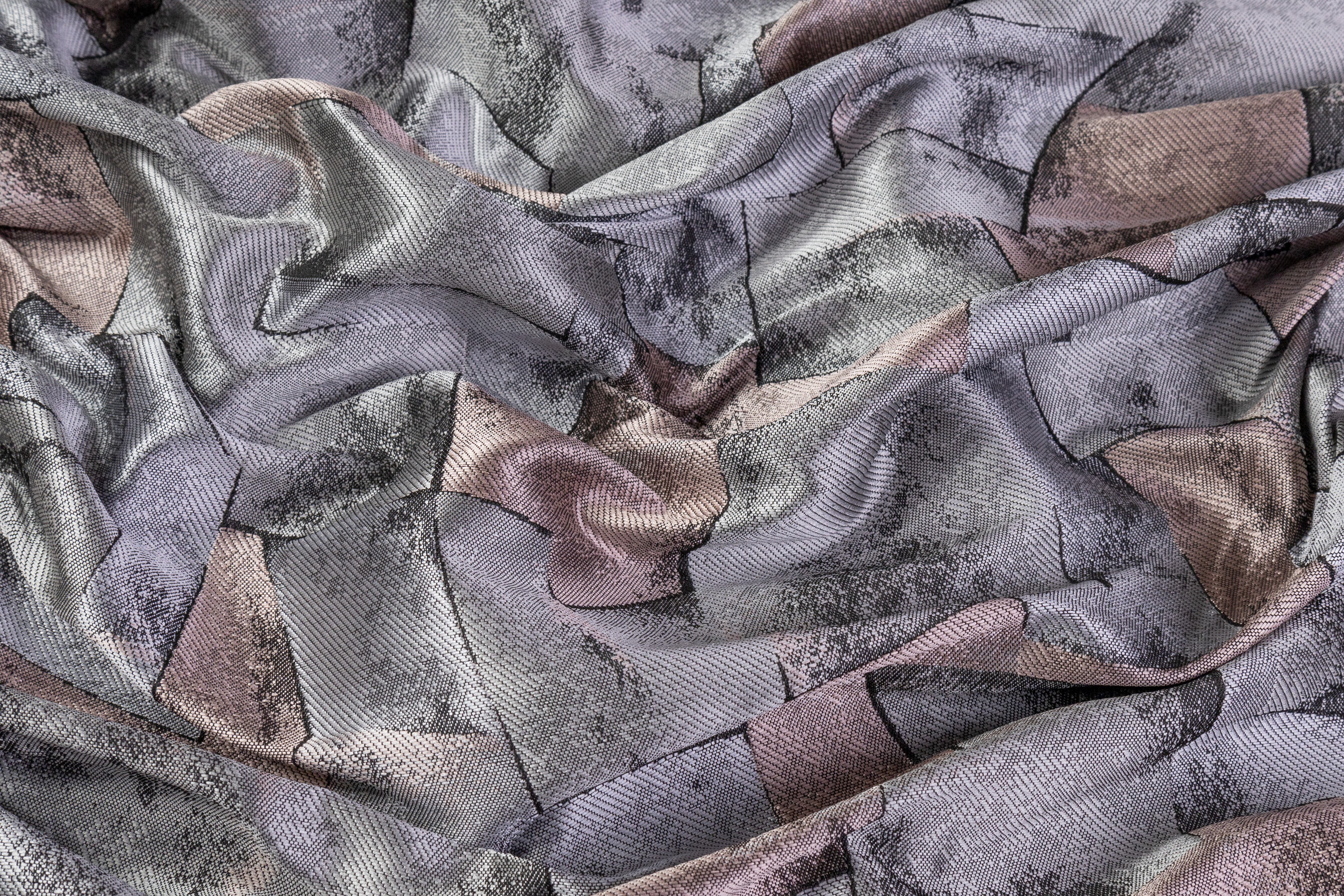 Geometric Italian Brocade - Gray / Blush