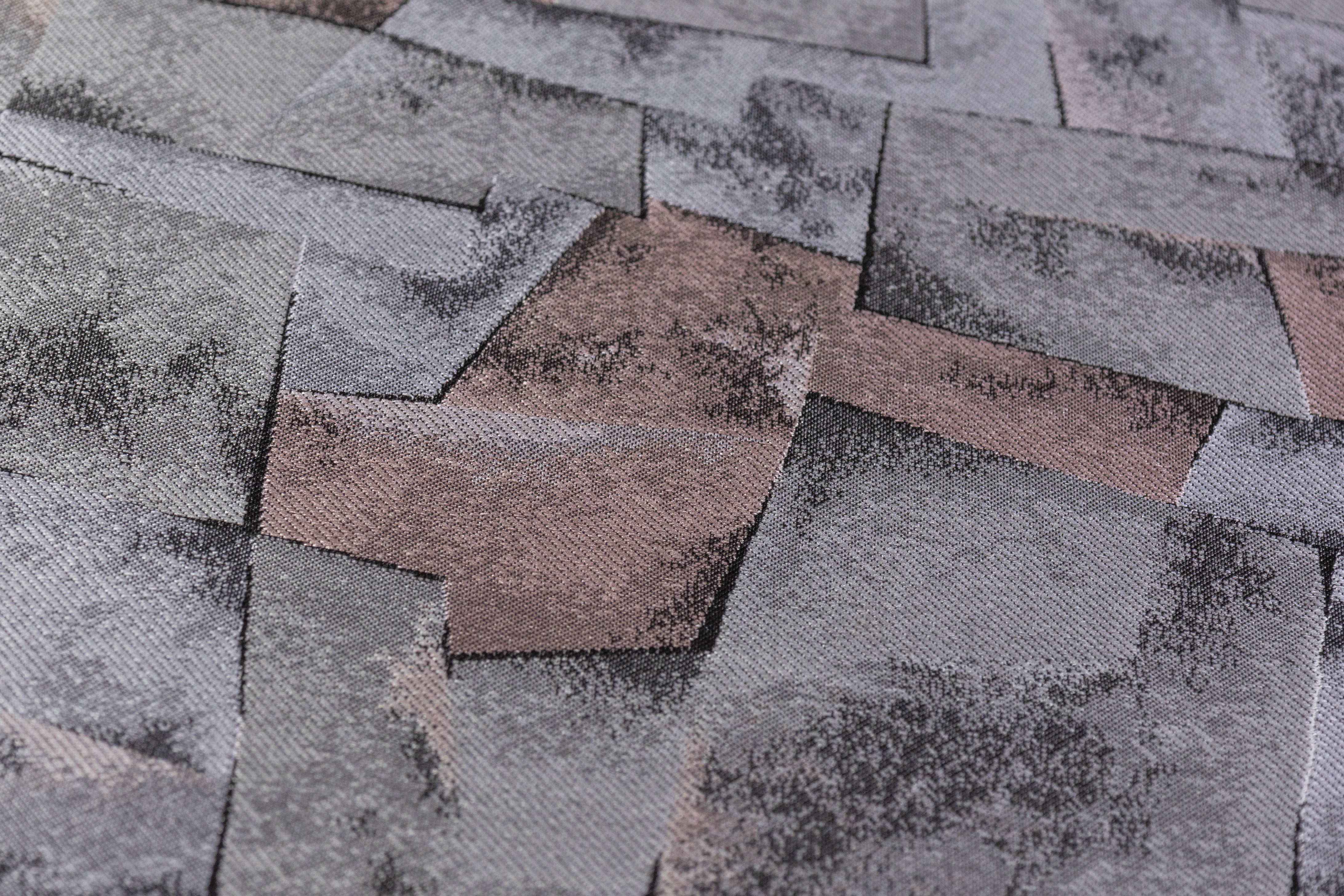 Geometric Italian Brocade - Gray / Blush