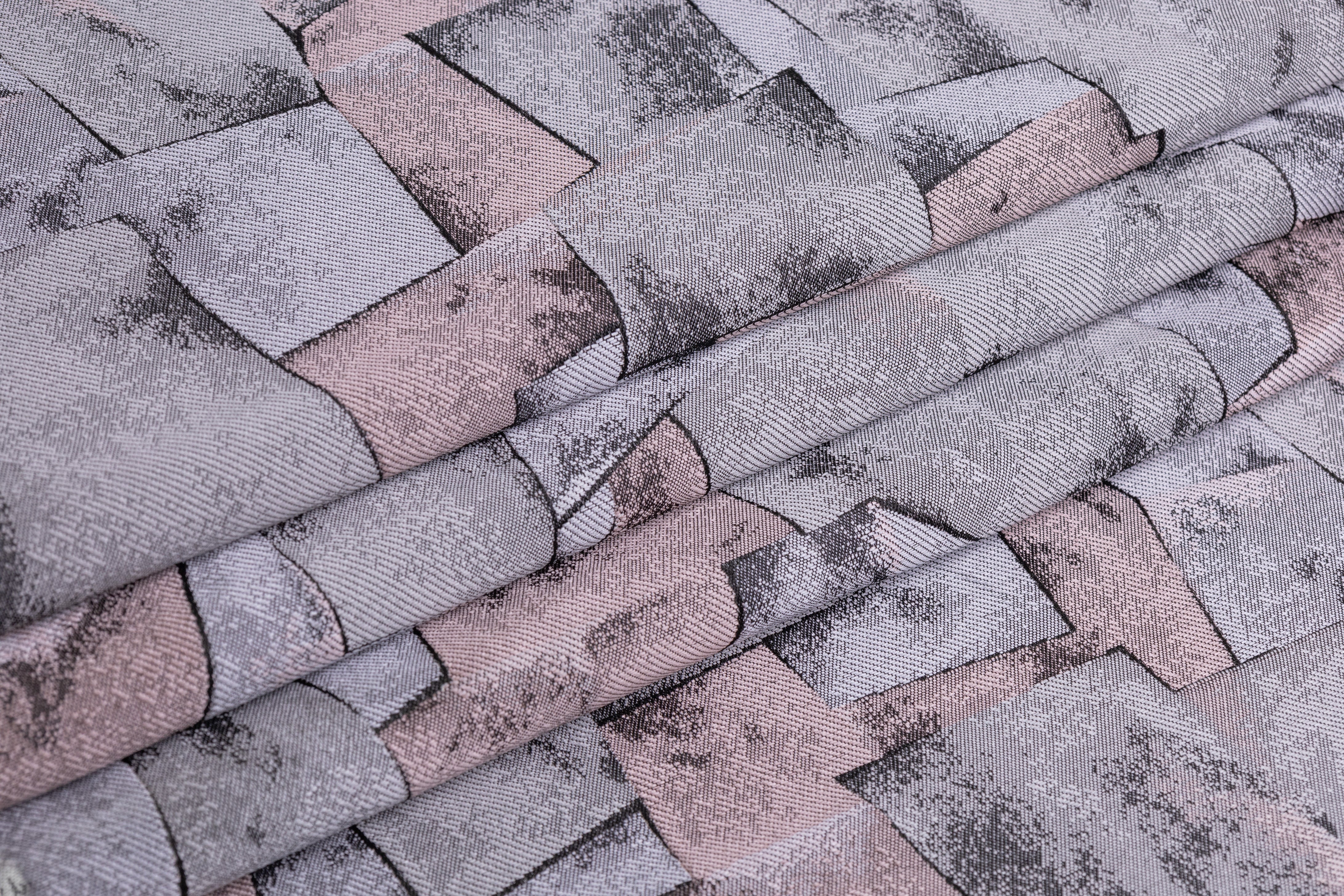 Geometric Italian Brocade - Gray / Blush