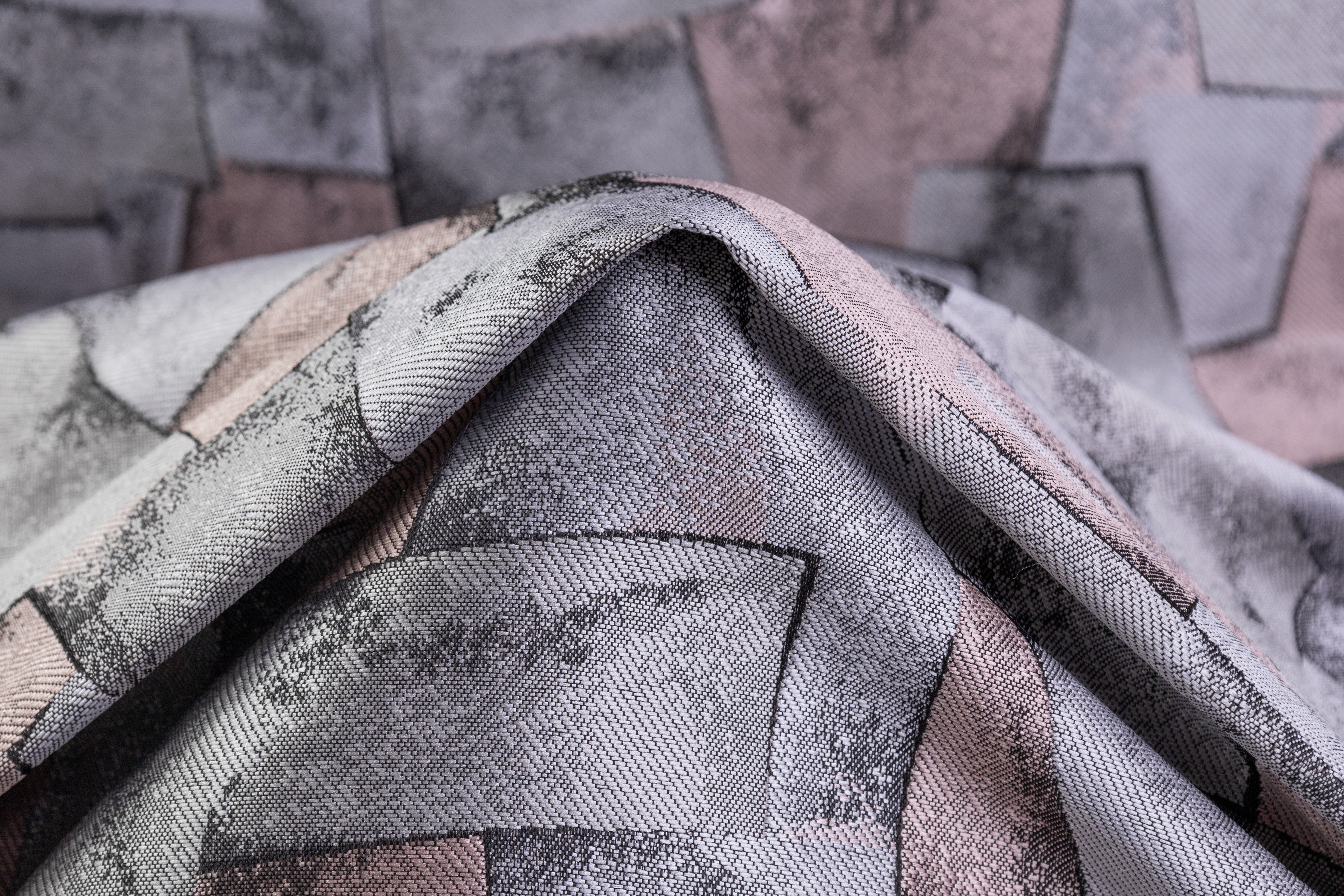 Geometric Italian Brocade - Gray / Blush