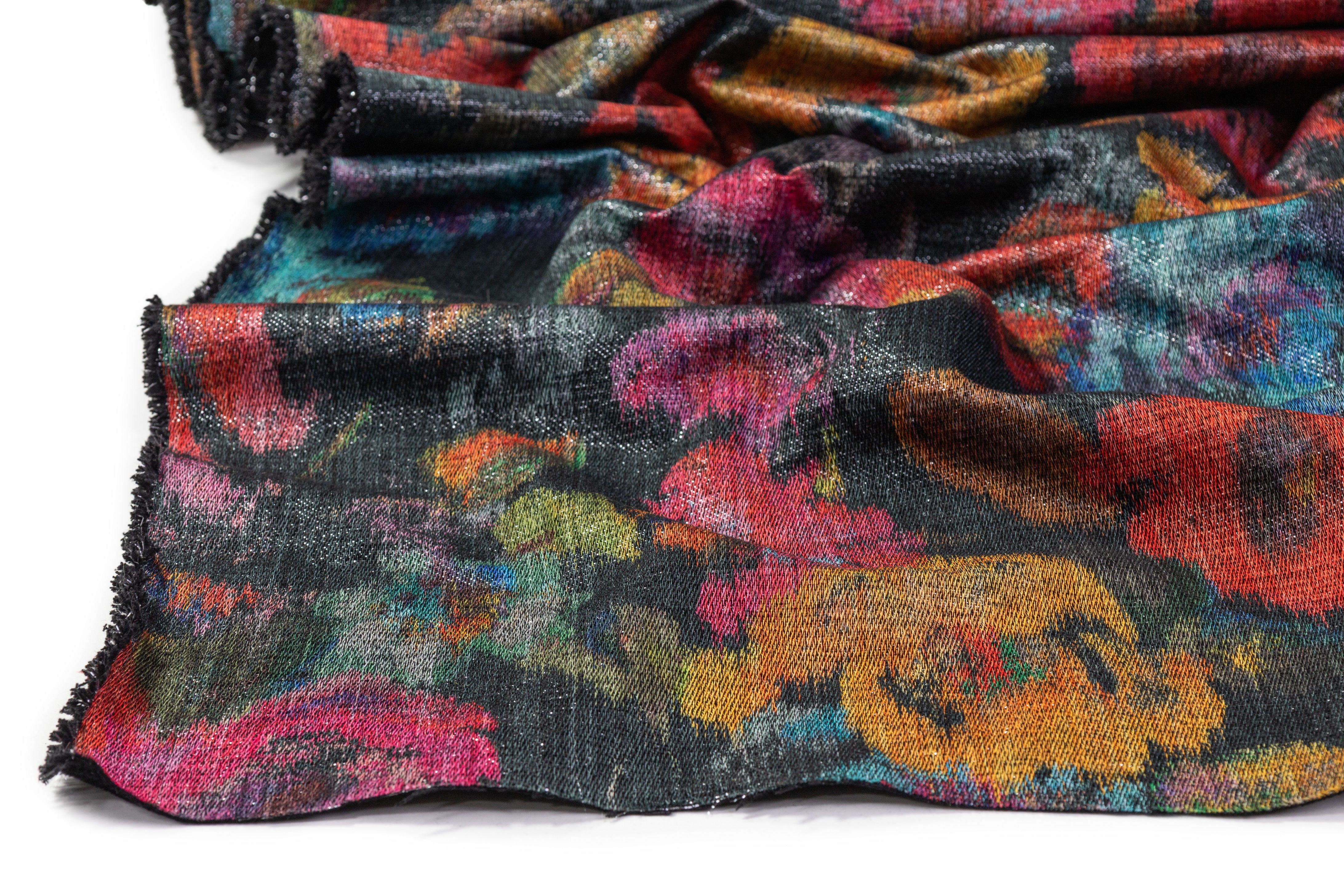 Floral Italian Chiné Chenille - Black / Multicolor