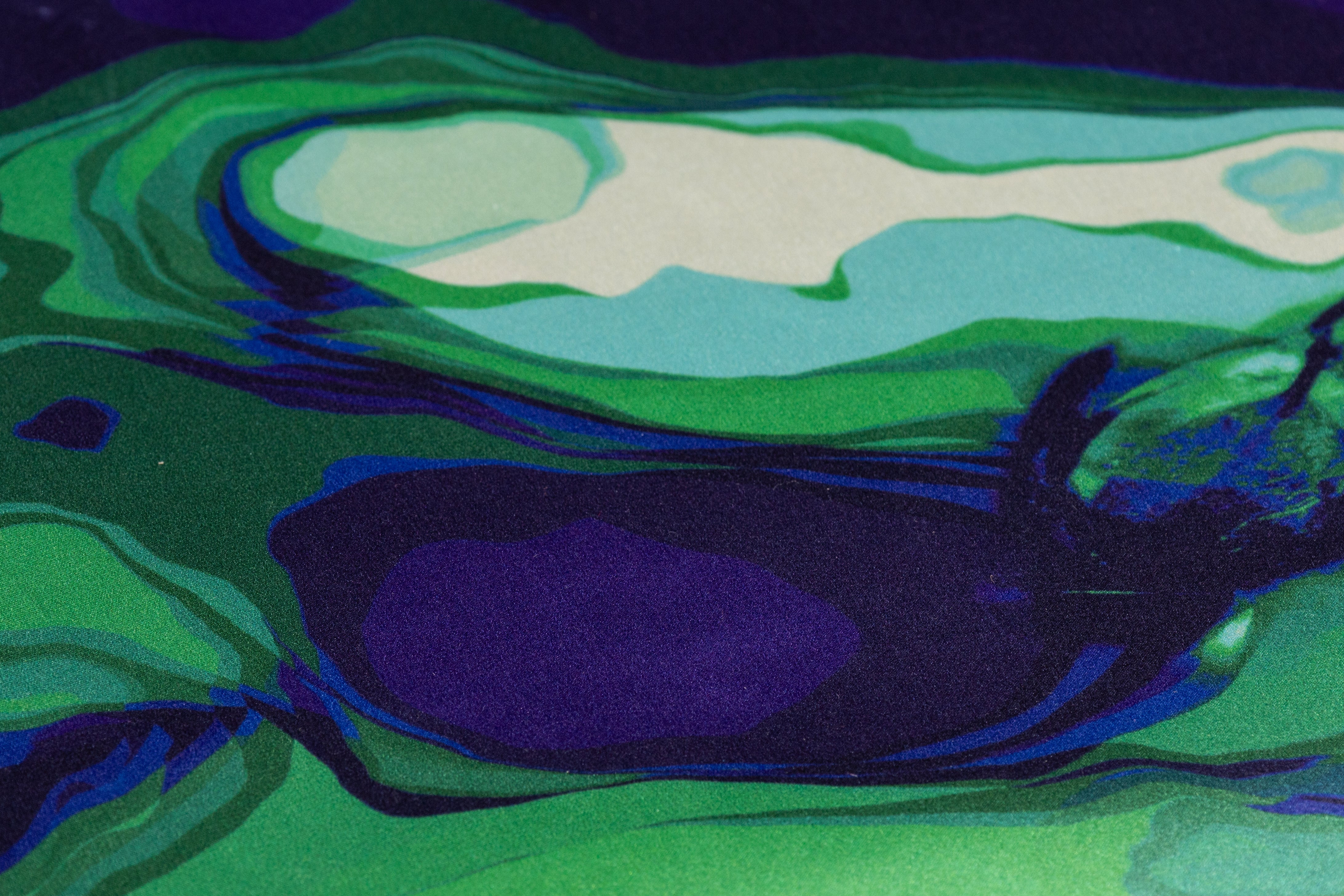 Abstract Italian Silk Charmeuse - Blue / Green