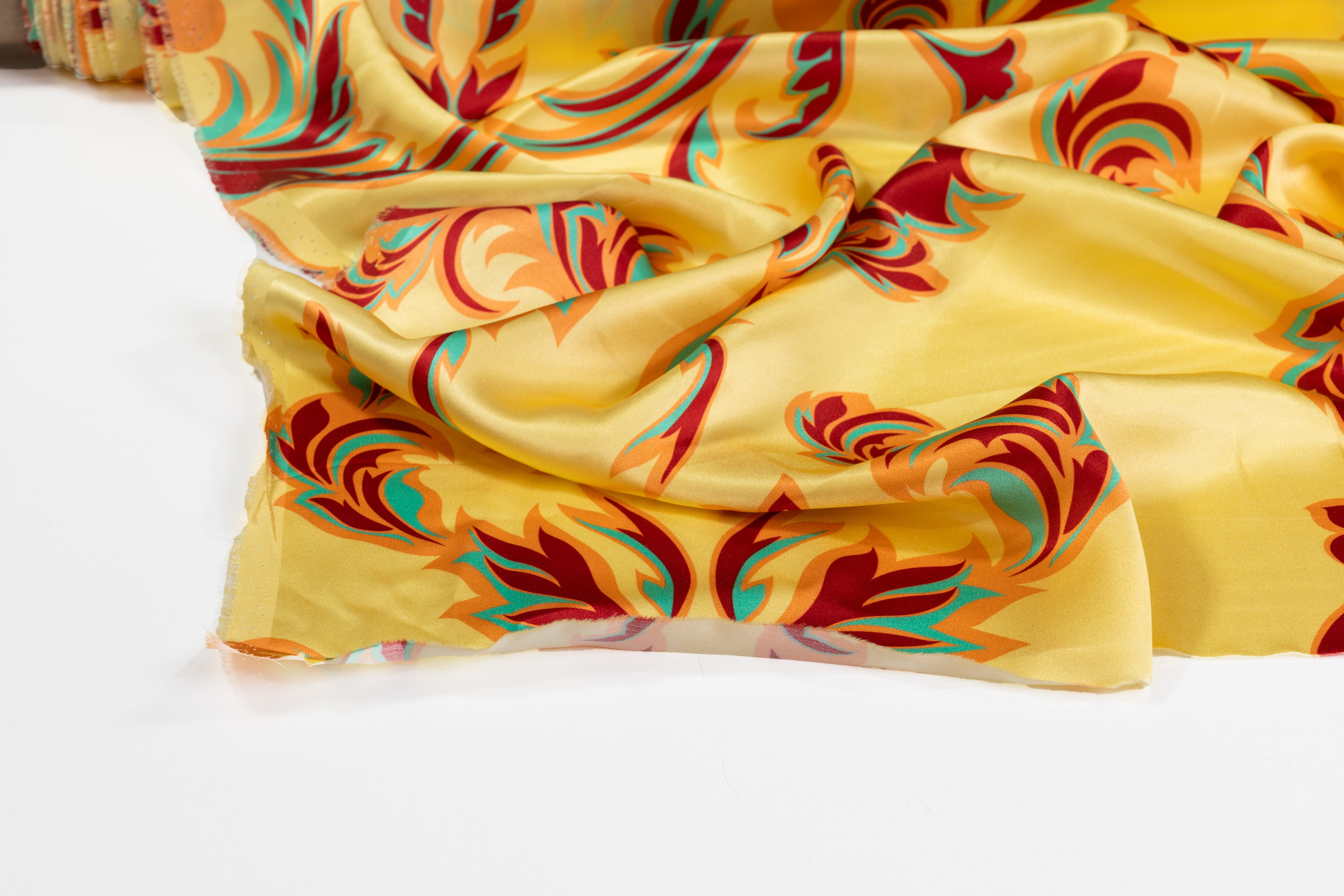 Italian Silk Charmeuse - Yellow / Red / Peach / Teal
