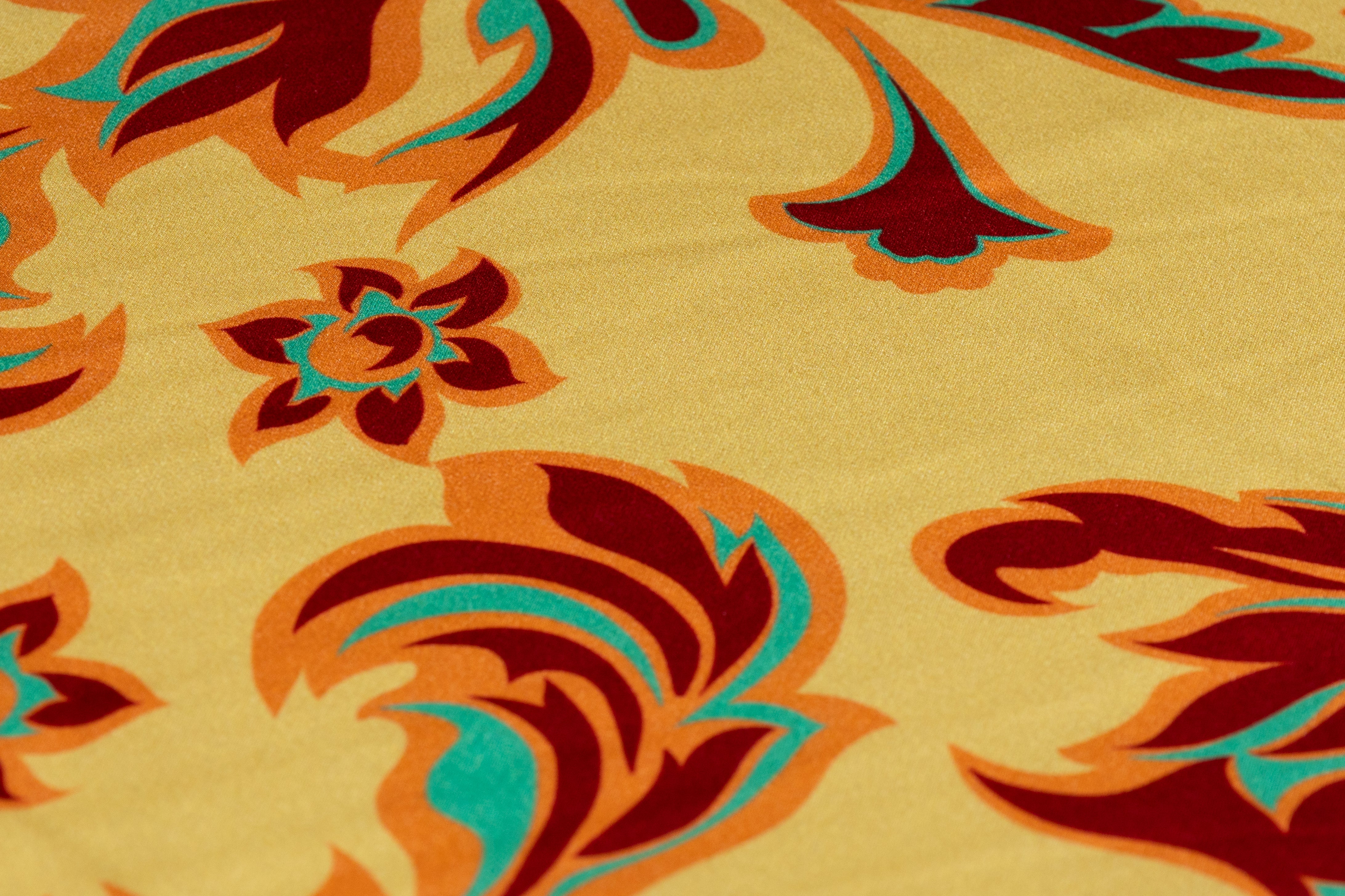 Italian Silk Charmeuse - Yellow / Red / Peach / Teal