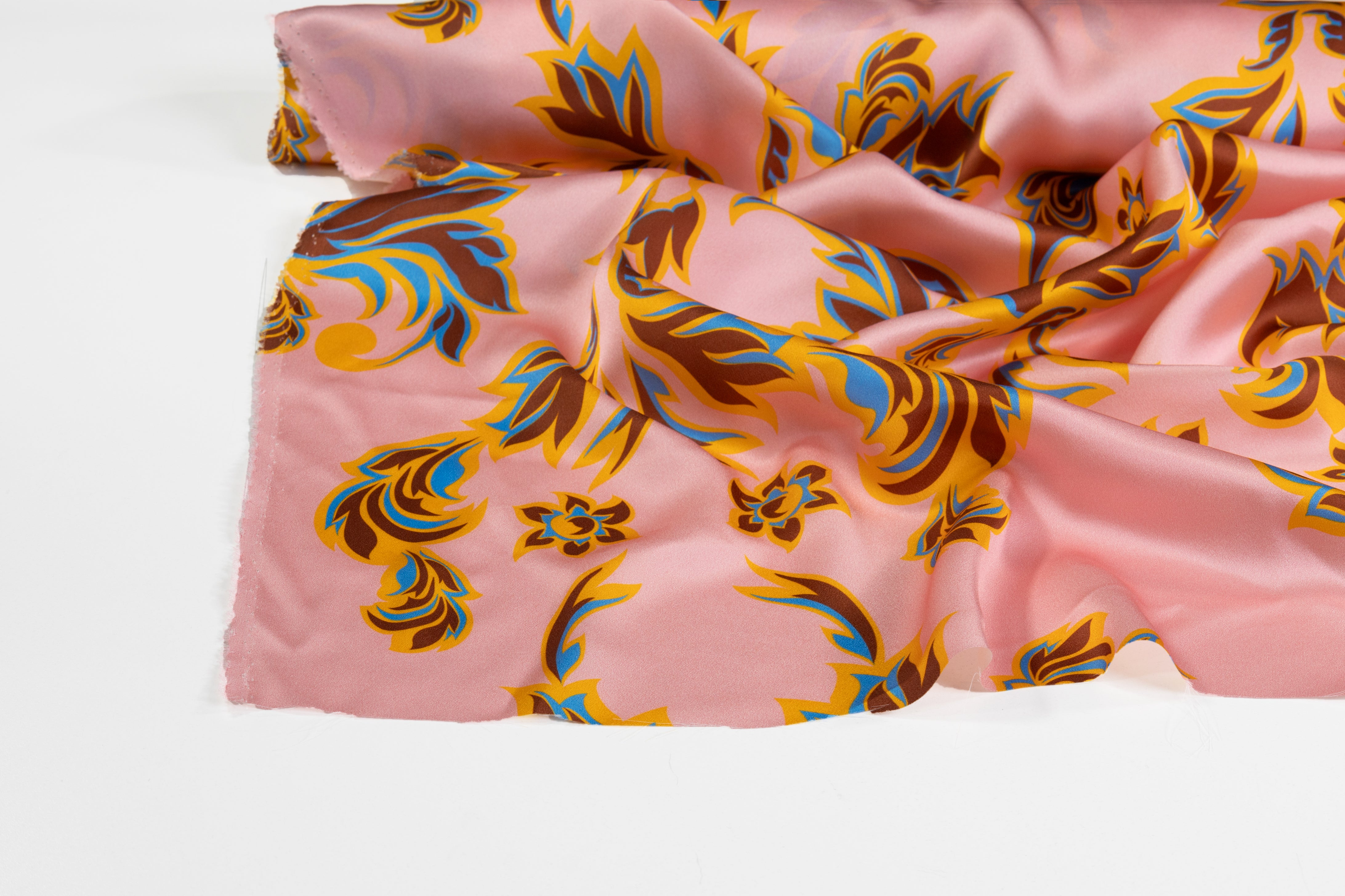 Italian Silk Charmeuse - Pink / Brown / Blue / Orange
