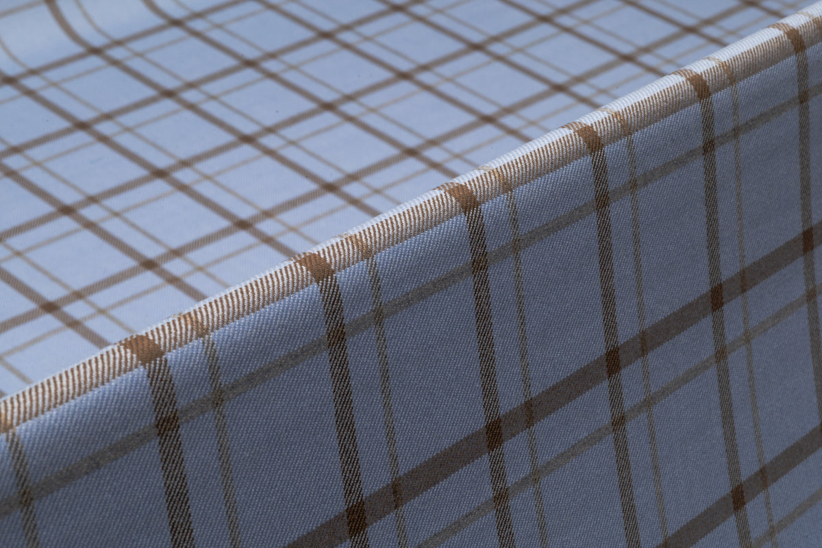Tartan Italian Wool Suiting - Blue / Dark Taupe