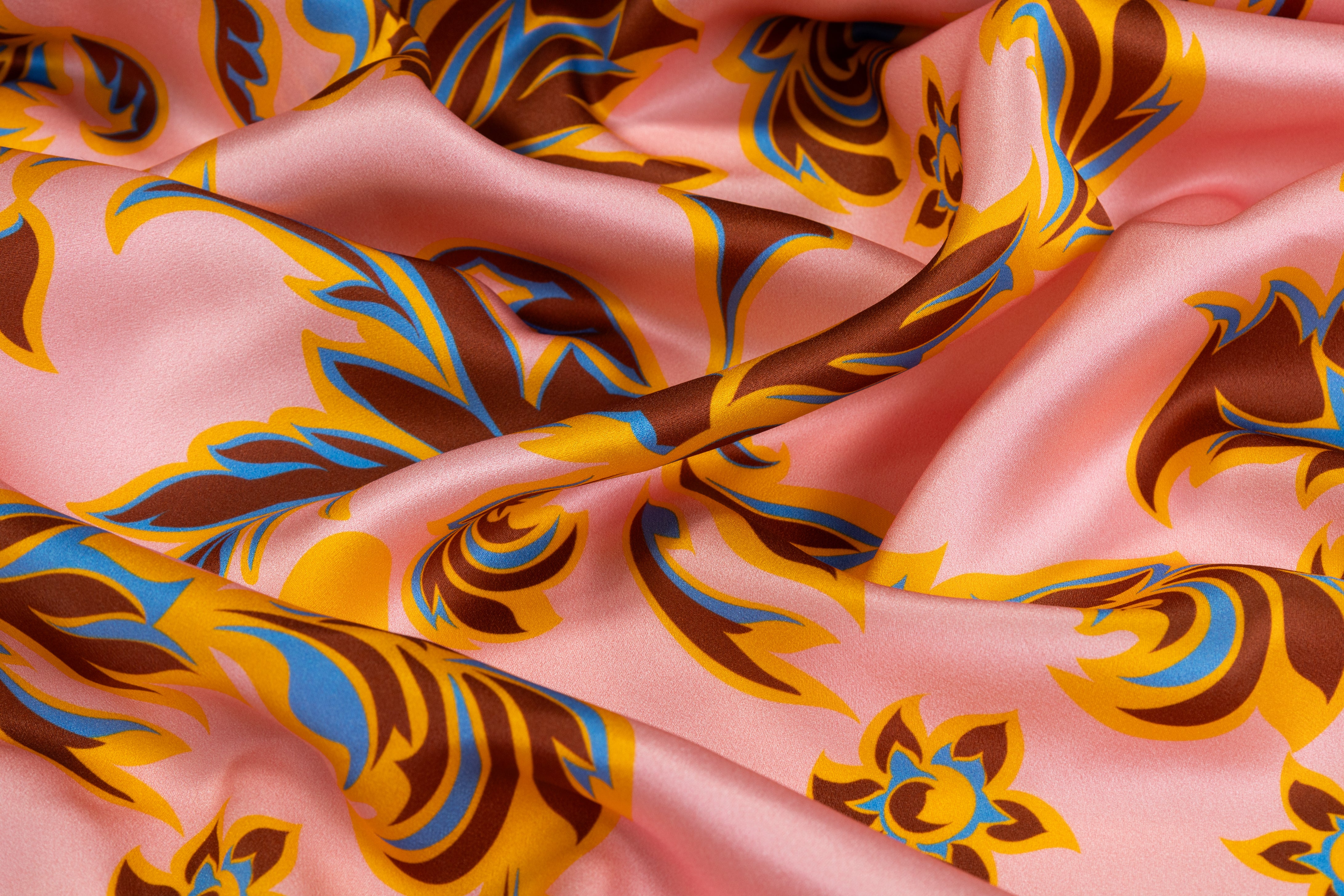 Italian Silk Charmeuse - Pink / Brown / Blue / Orange