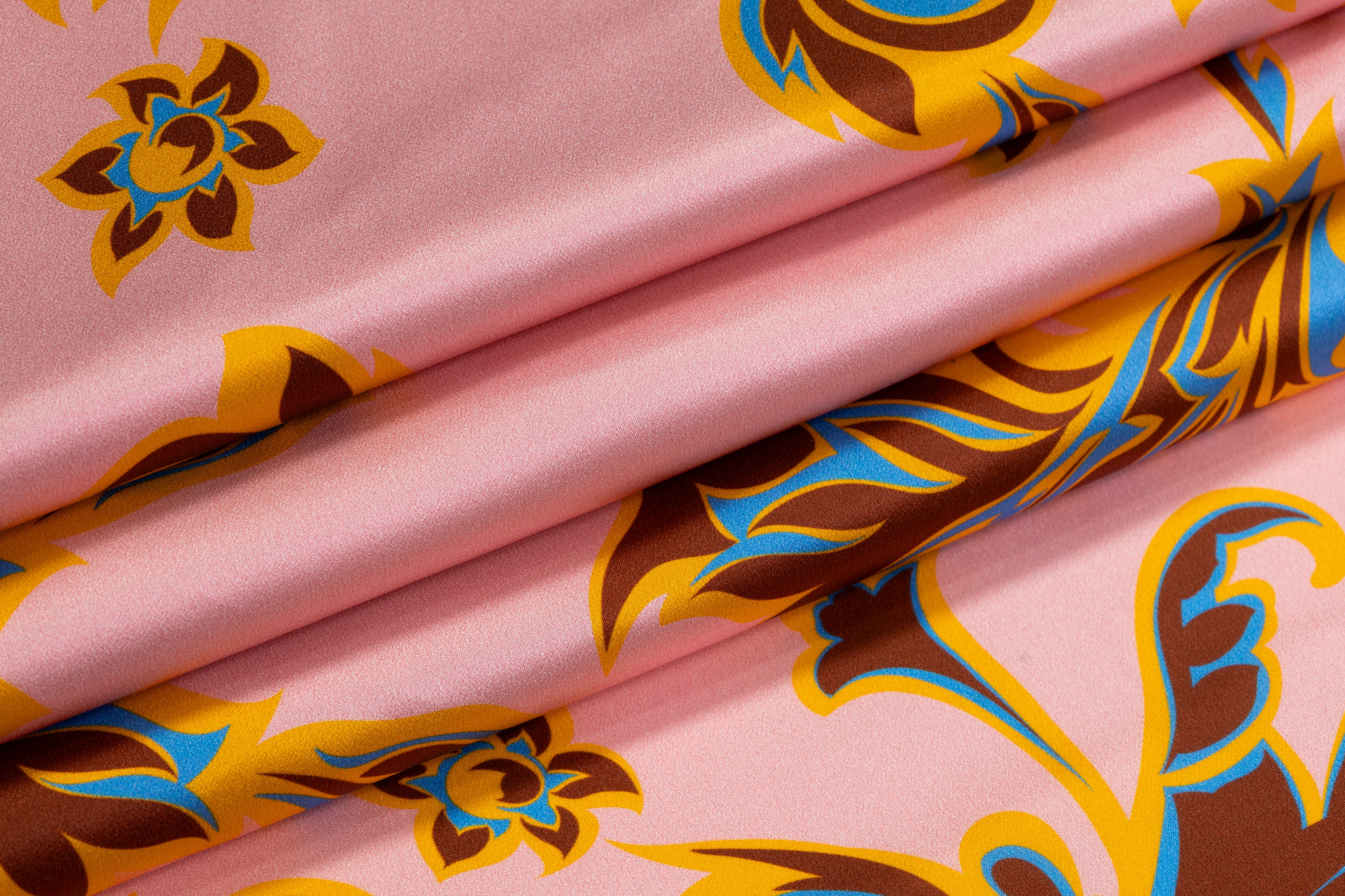 Italian Silk Charmeuse - Pink / Brown / Blue / Orange