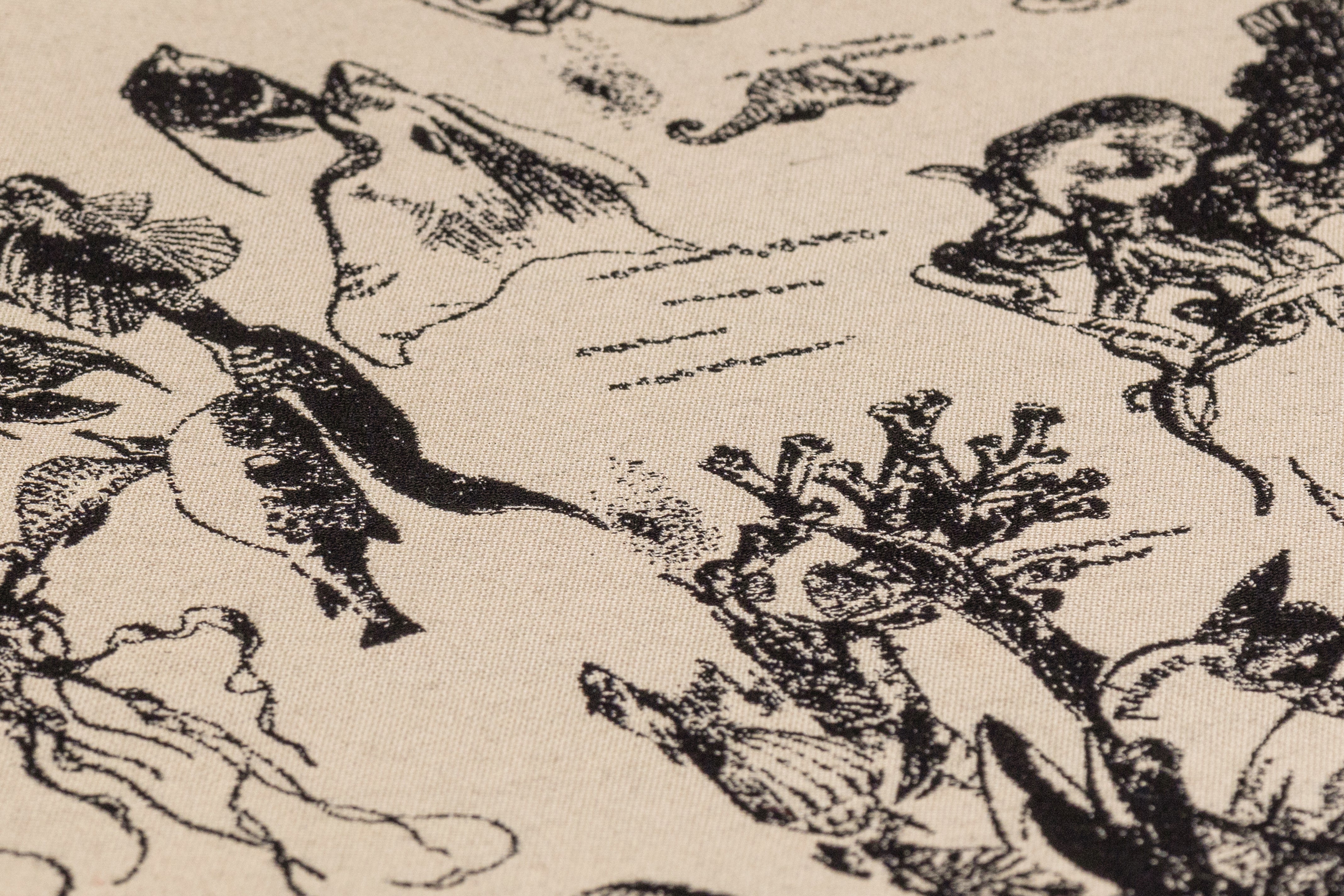 Sea Life Italian Brocade - Ivory / Black
