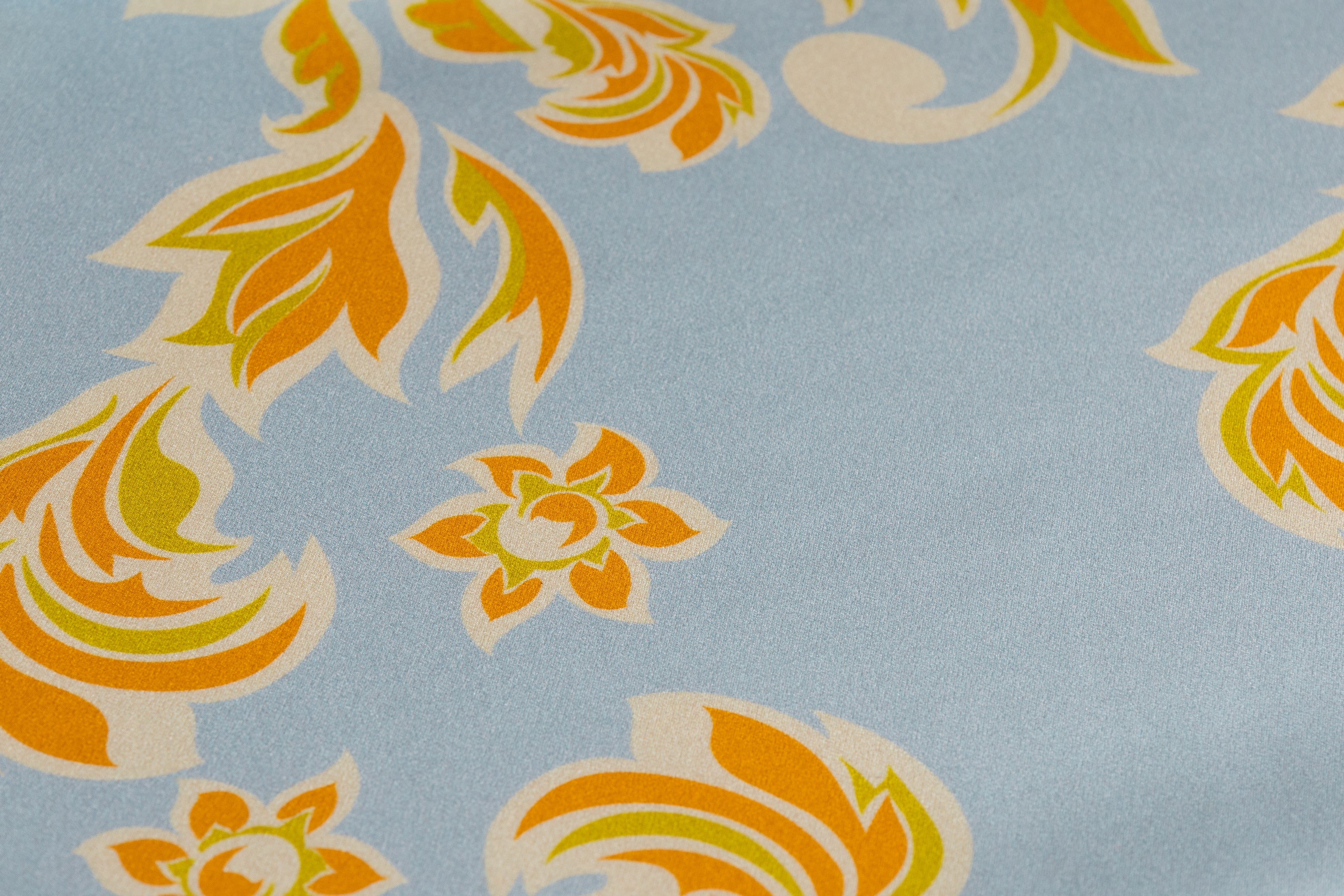 Italian Silk Charmeuse - Blue / Orange / Green