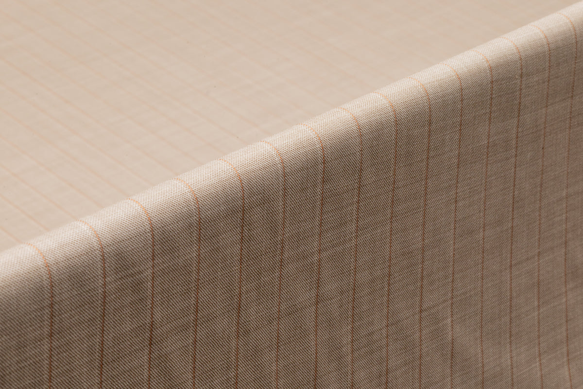 Striped Italian Wool Suiting - Taupe