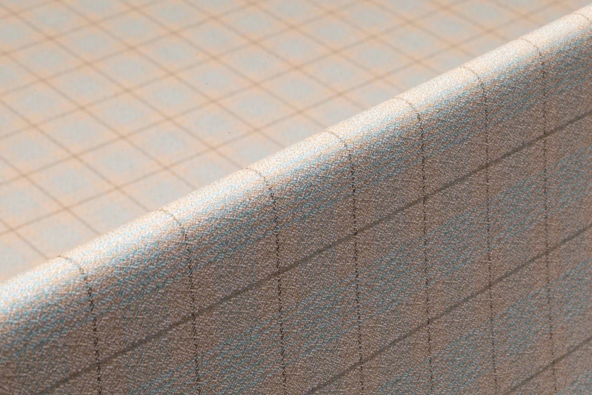 Checked Italian Wool Suiting - Taupe / Blue