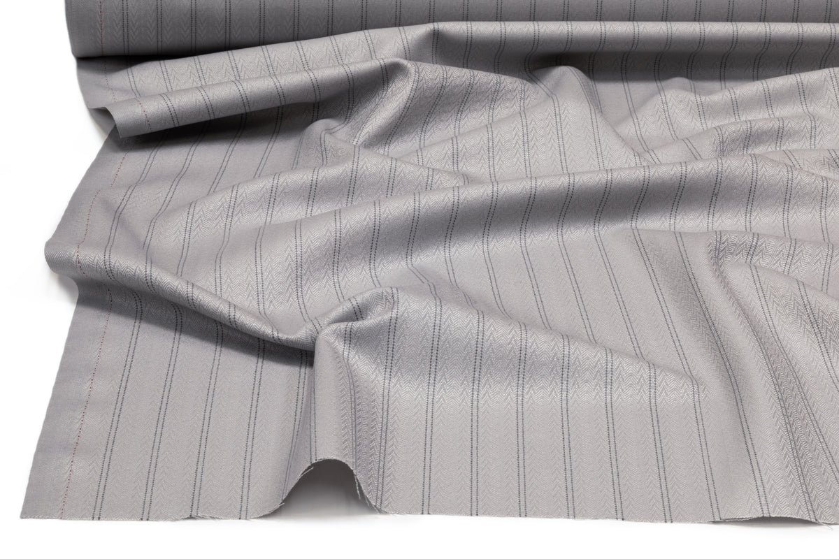 Arrow Striped Italian Wool Suiting - Gray
