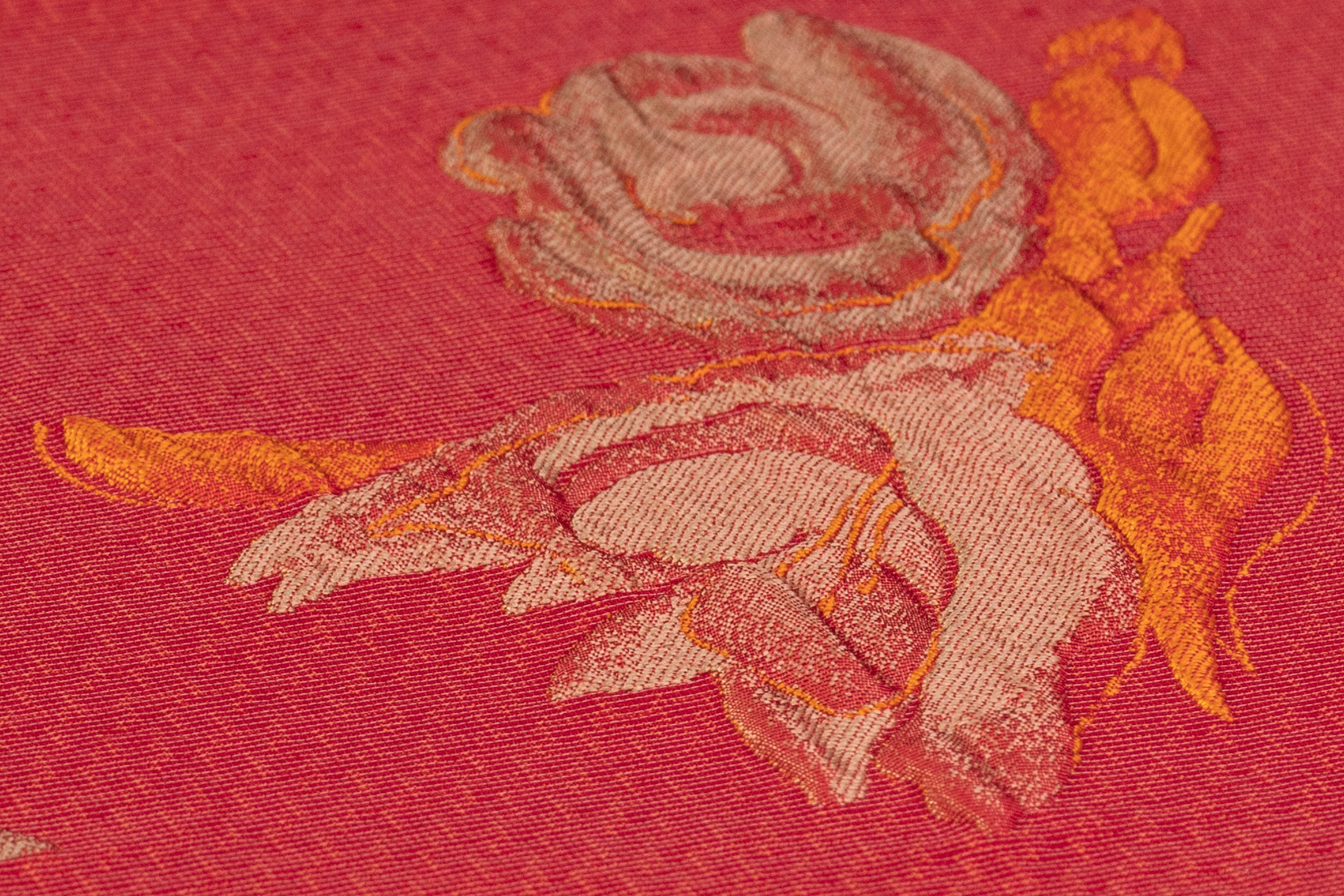 Armani - Floral Crushed Italian Brocade - Orange / Red