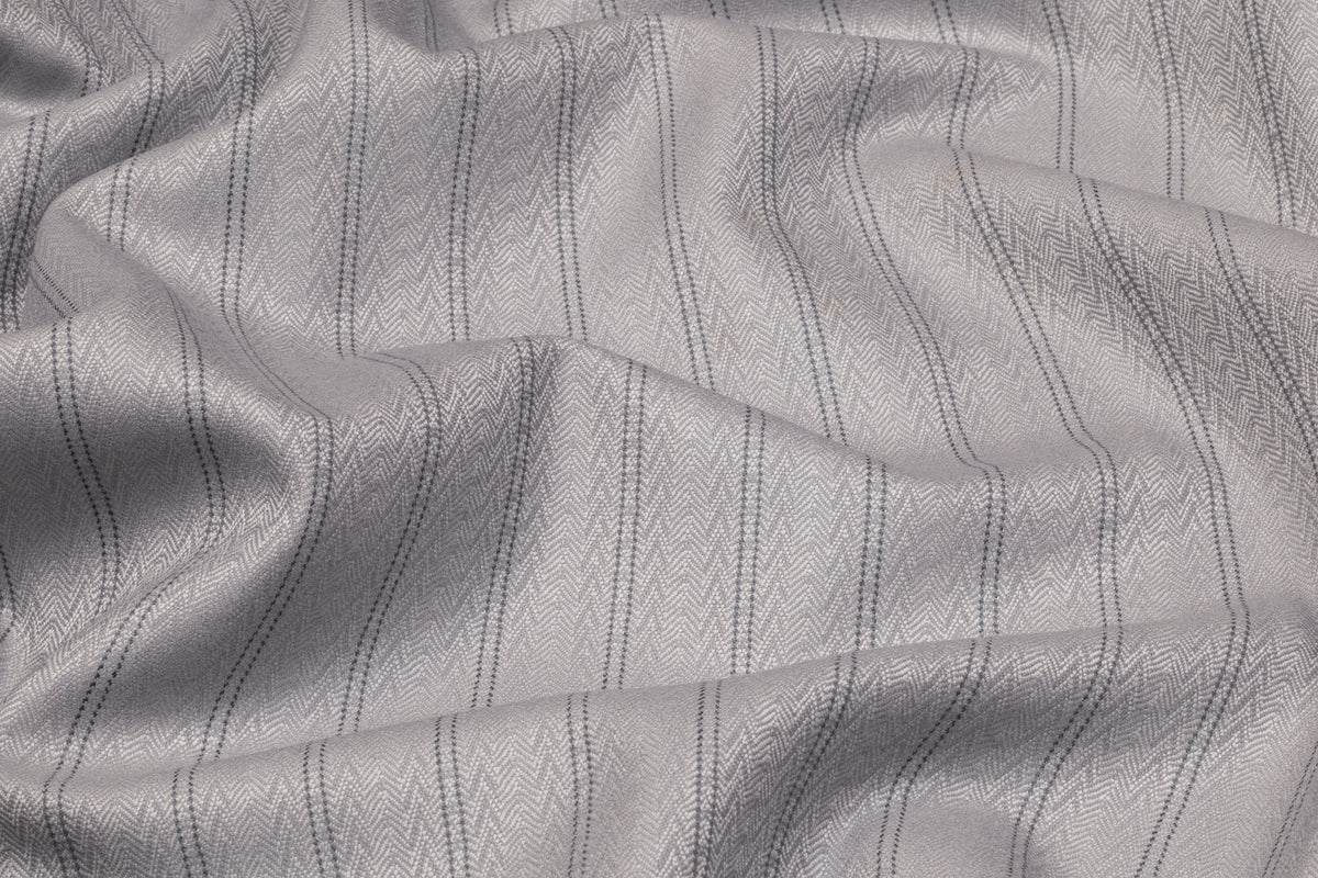 Arrow Striped Italian Wool Suiting - Gray
