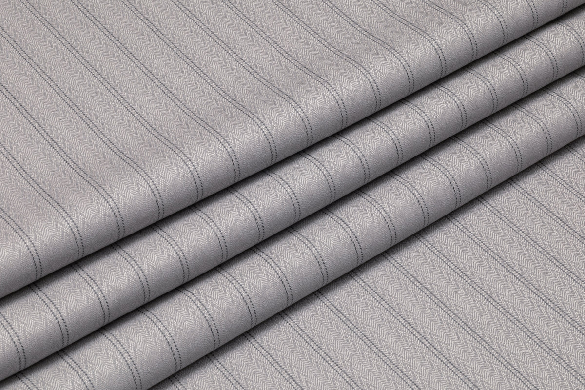 Arrow Striped Italian Wool Suiting - Gray