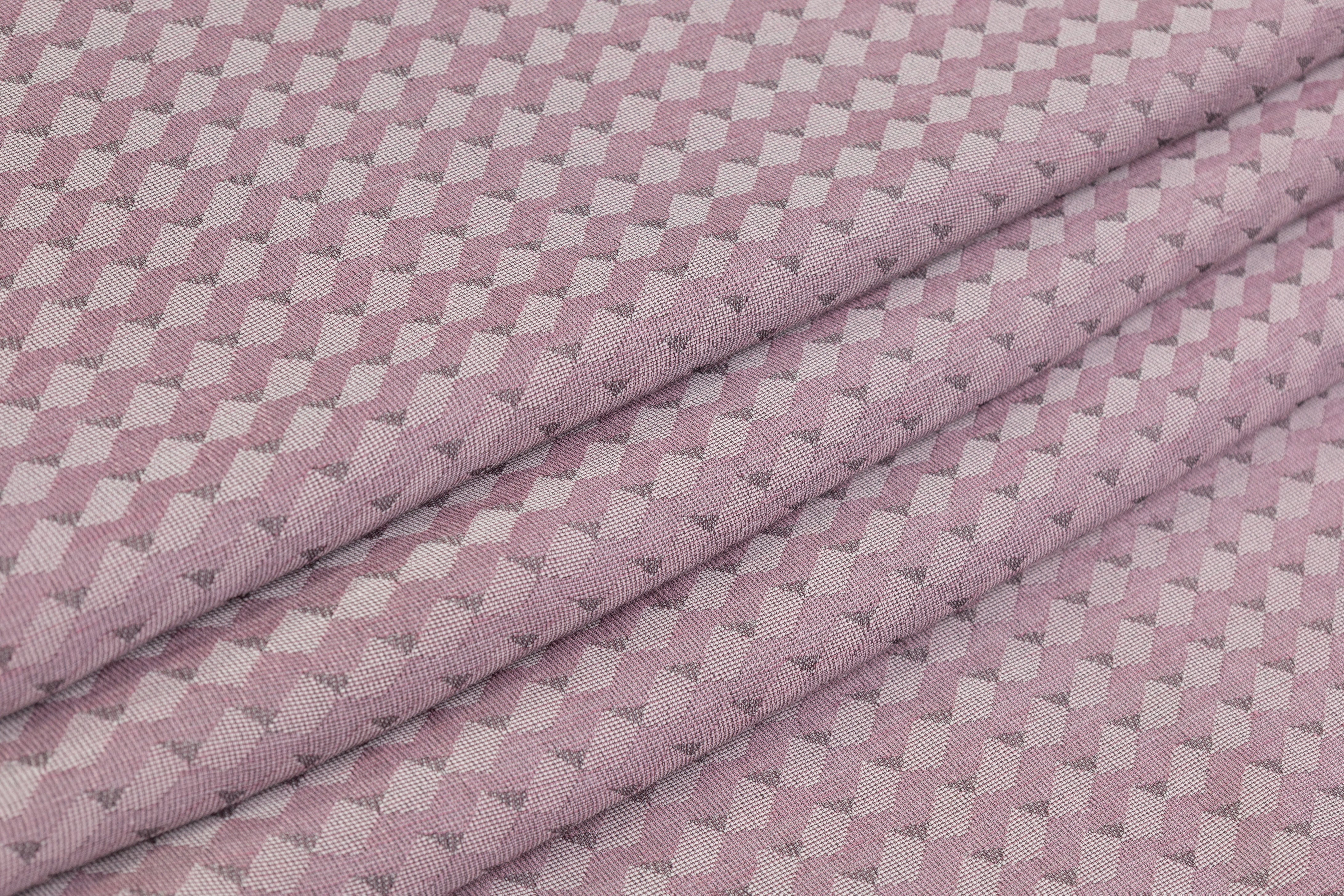 Geometric Italian Silk Blend Jacquard - Pink / Gray