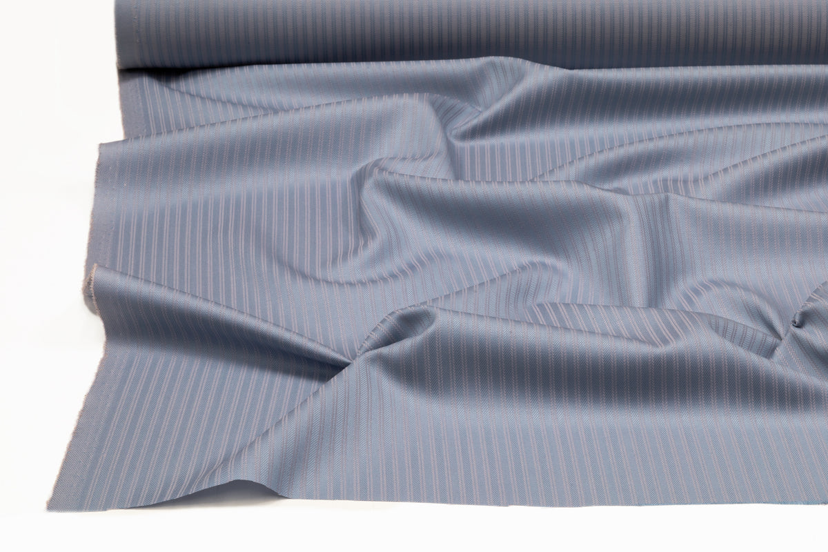 Striped Italian Wool Suiting - Blue