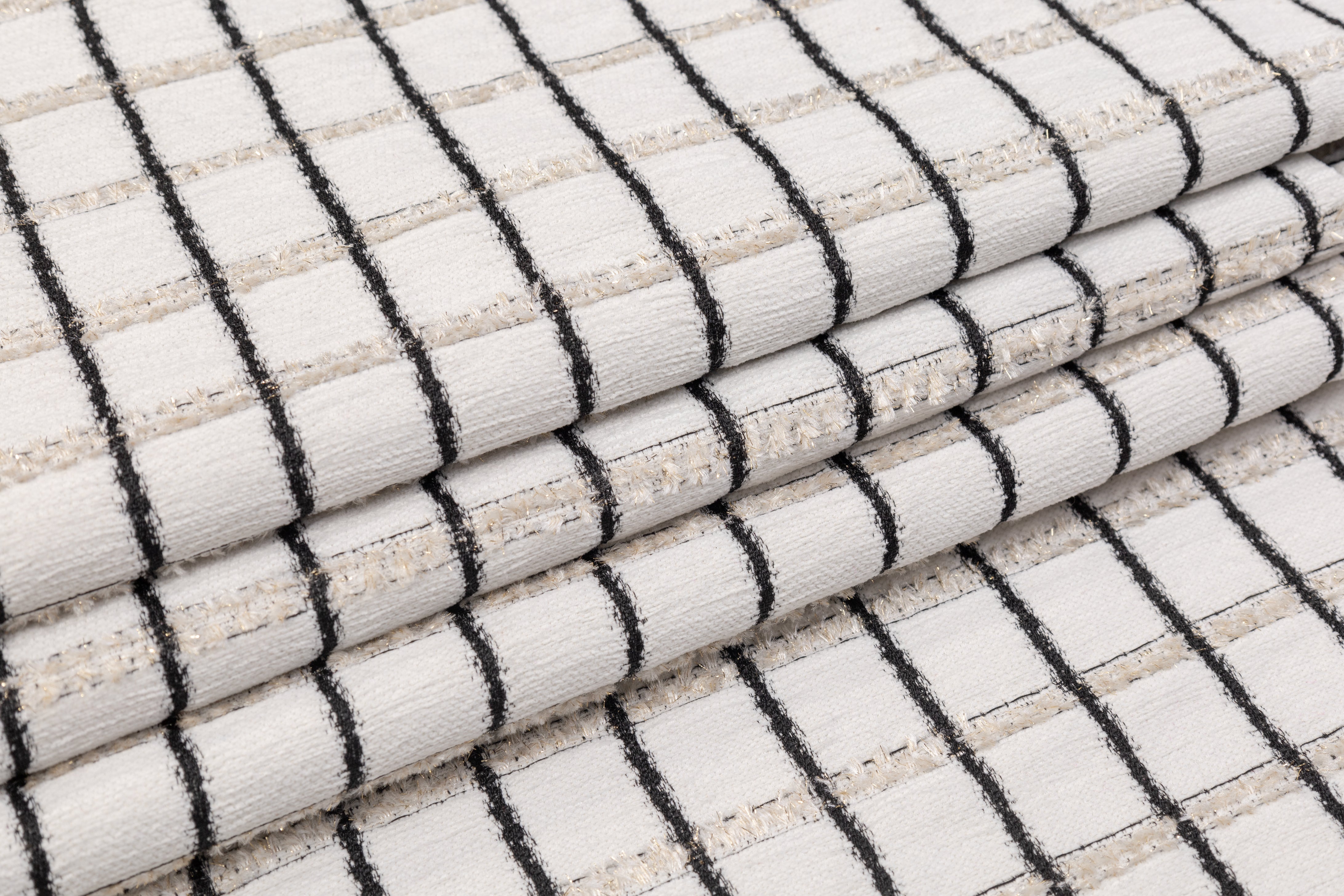 Heavy Italian Chenille Tweed -White / Black /Gold