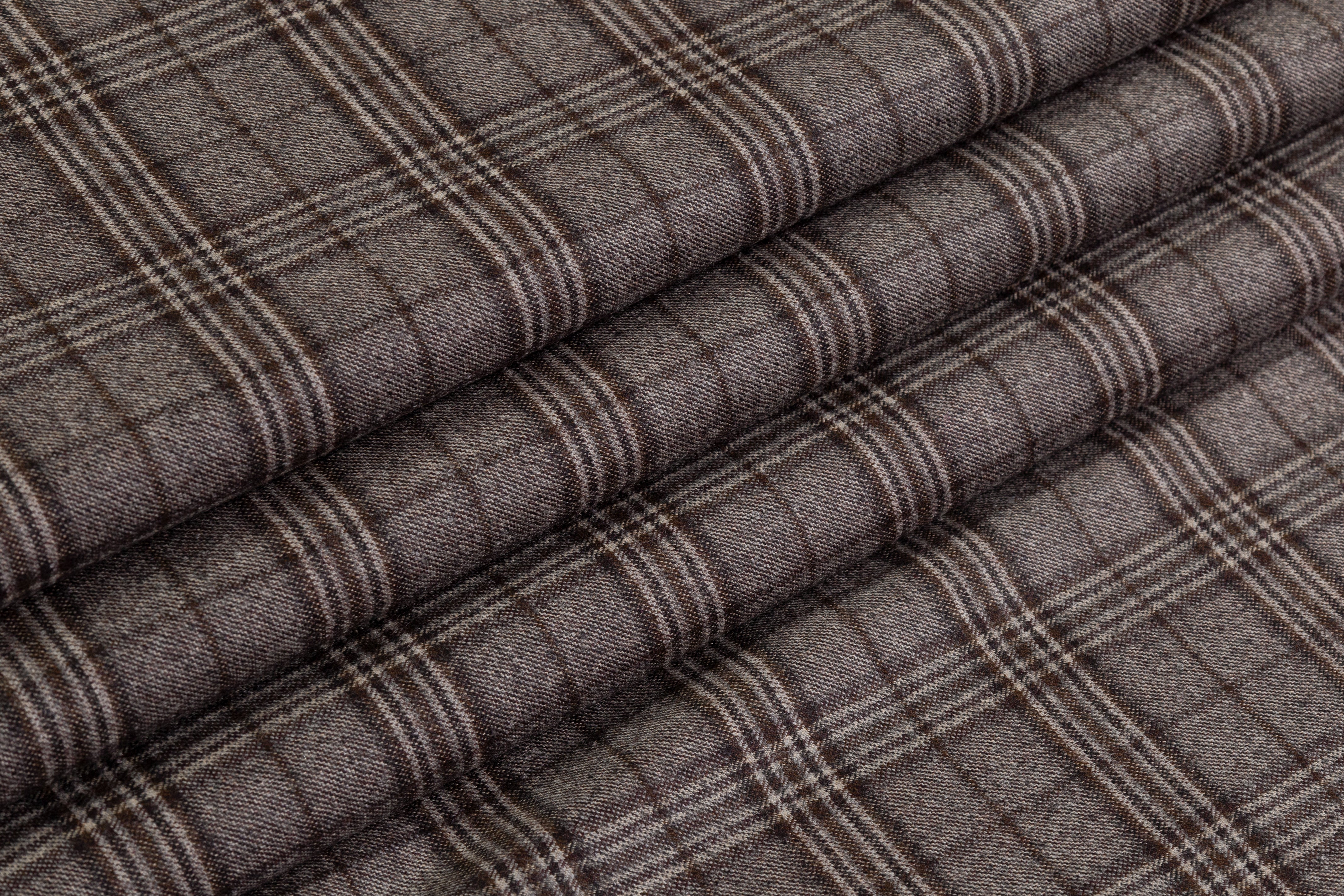 Checked Italian Super 130s Wool Flannel - Brown / Gray