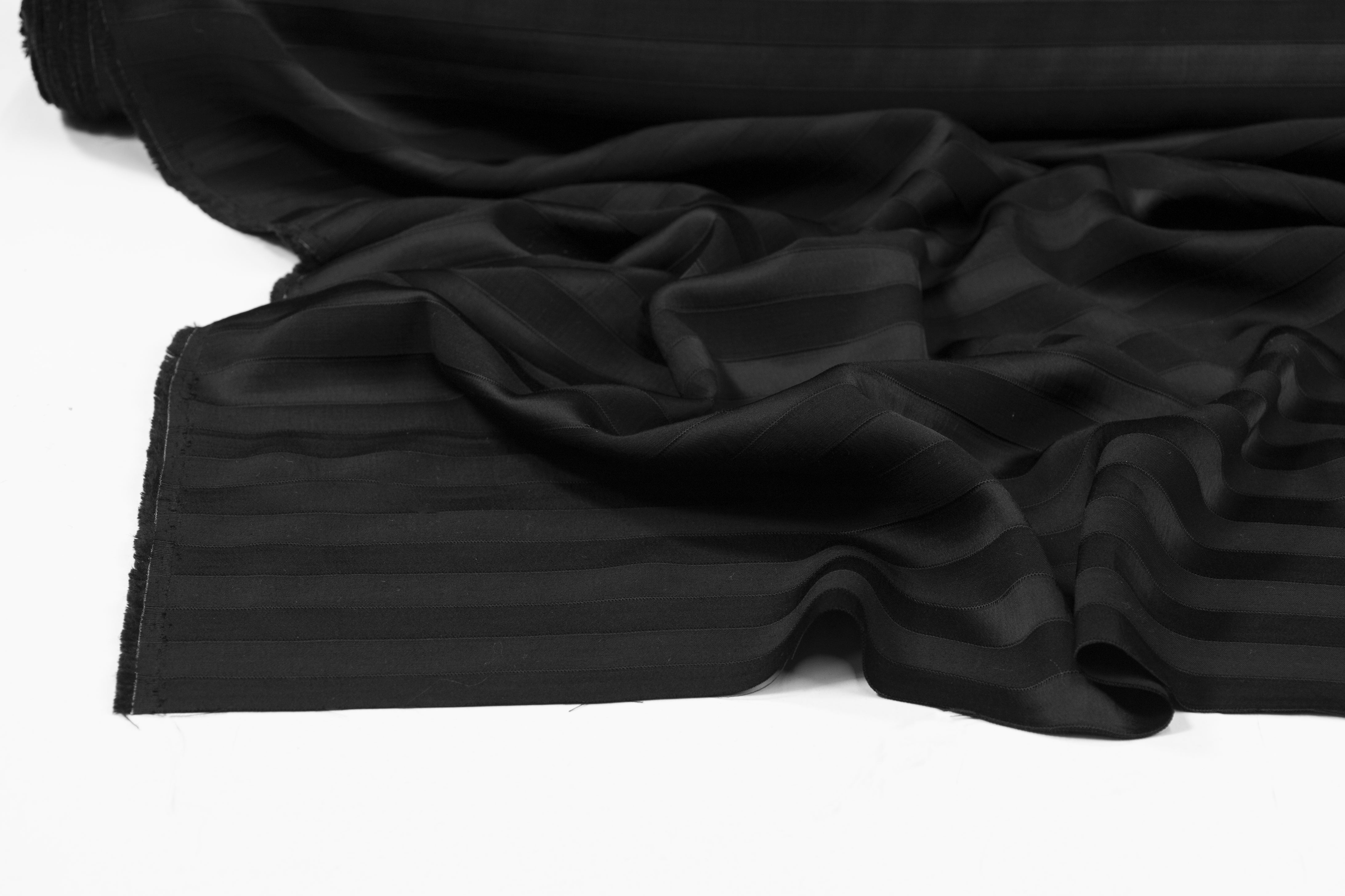 Striped Italian Viscose Wool Jacquard - Black