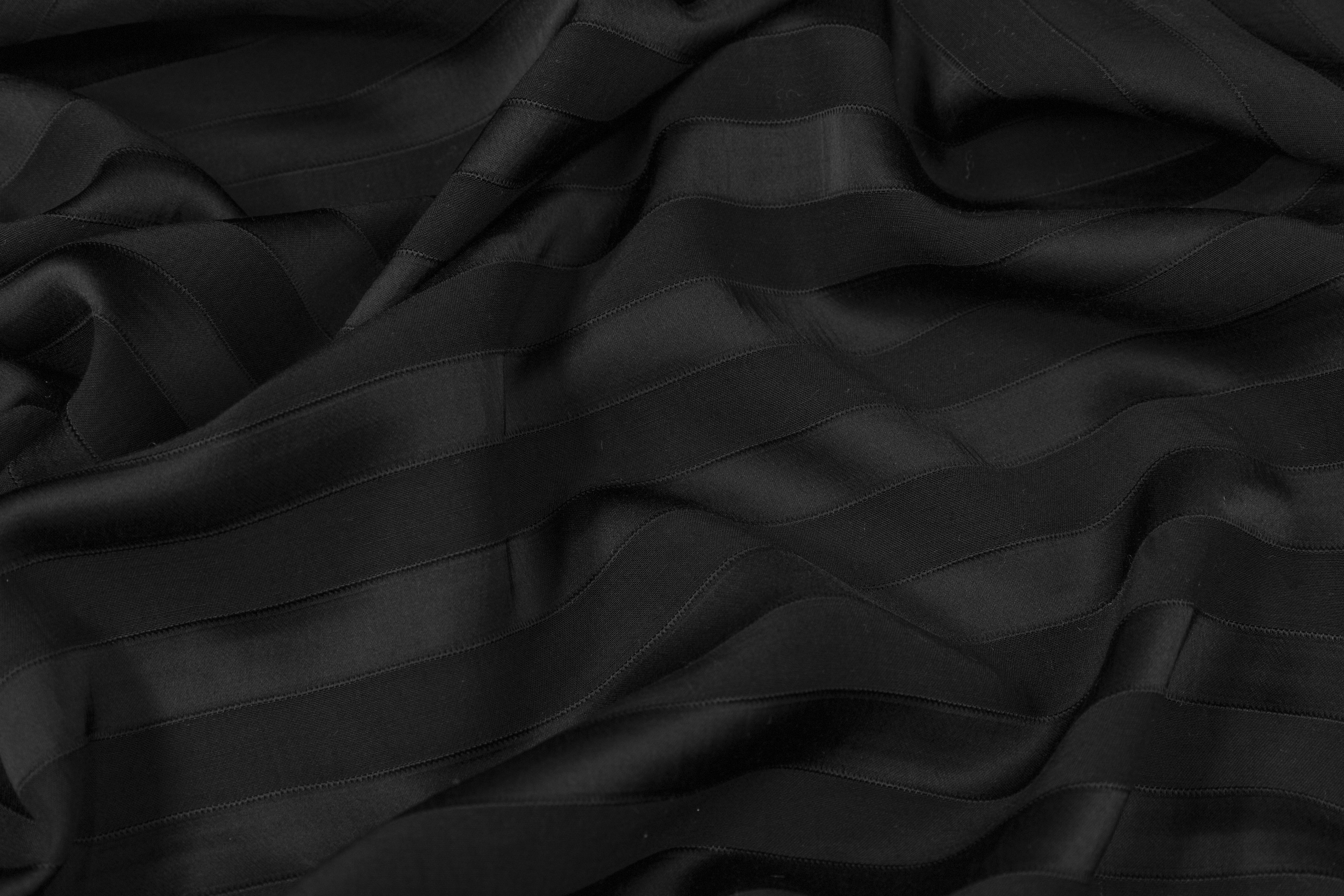 Striped Italian Viscose Wool Jacquard - Black