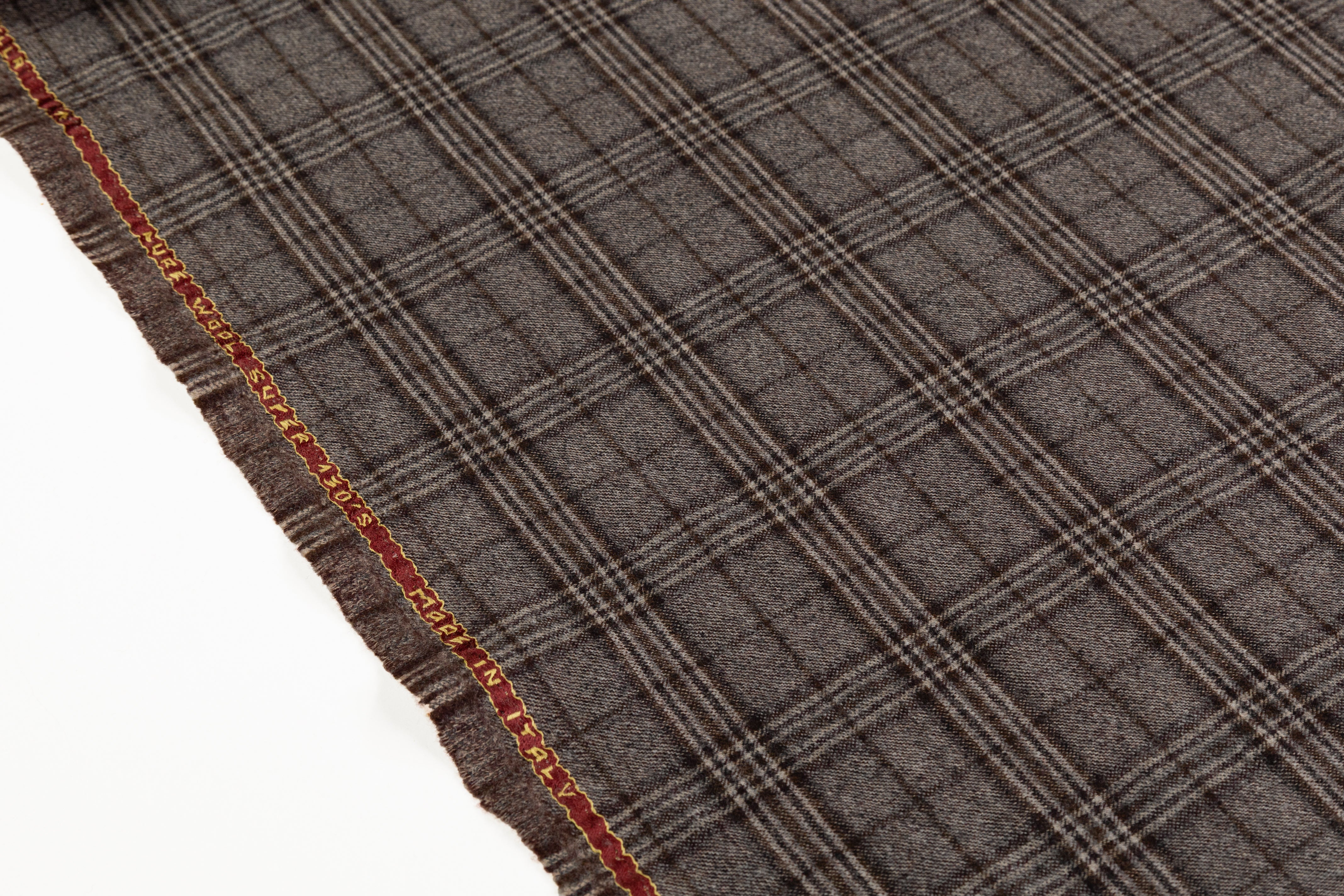 Checked Italian Super 130s Wool Flannel - Brown / Gray