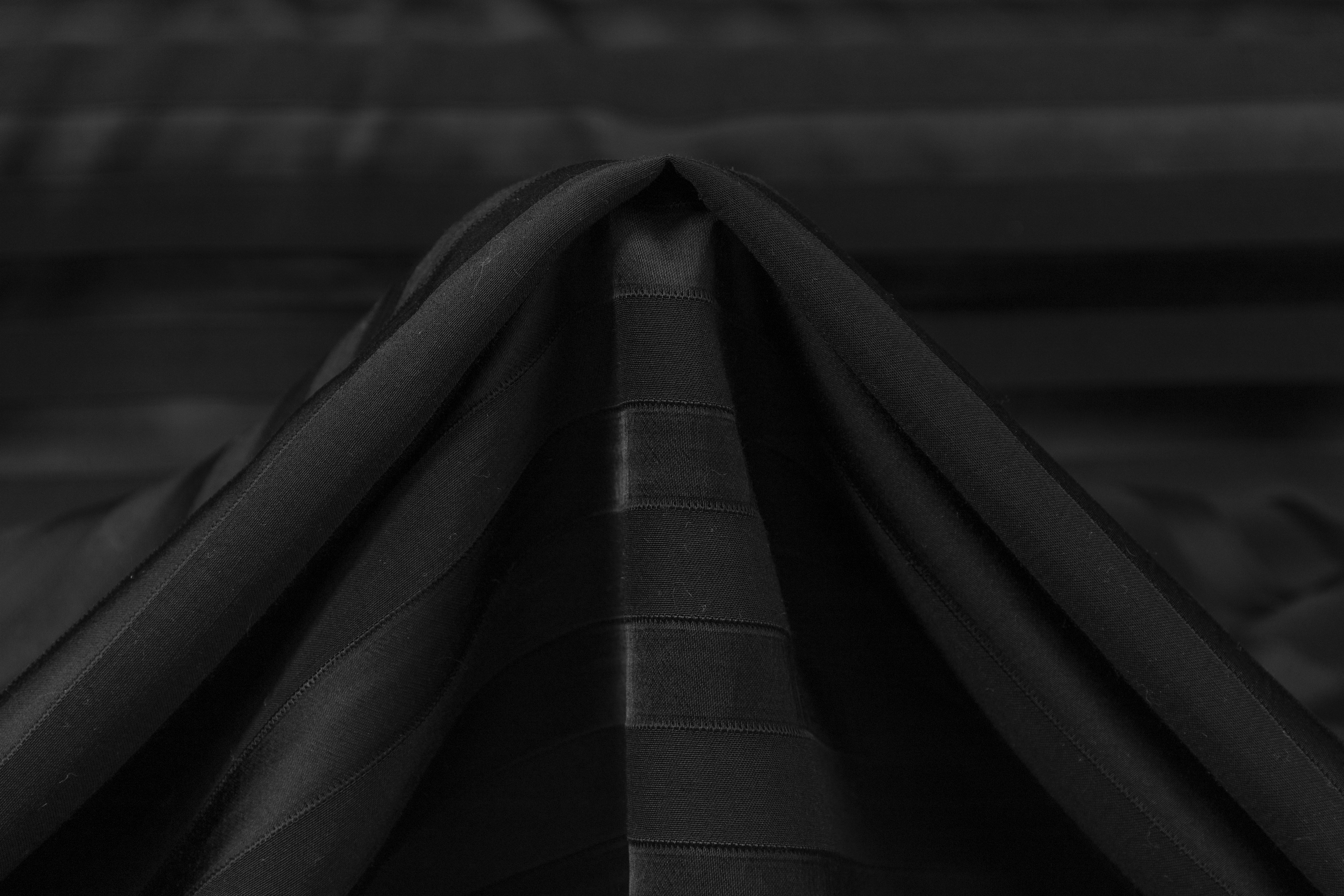 Striped Italian Viscose Wool Jacquard - Black