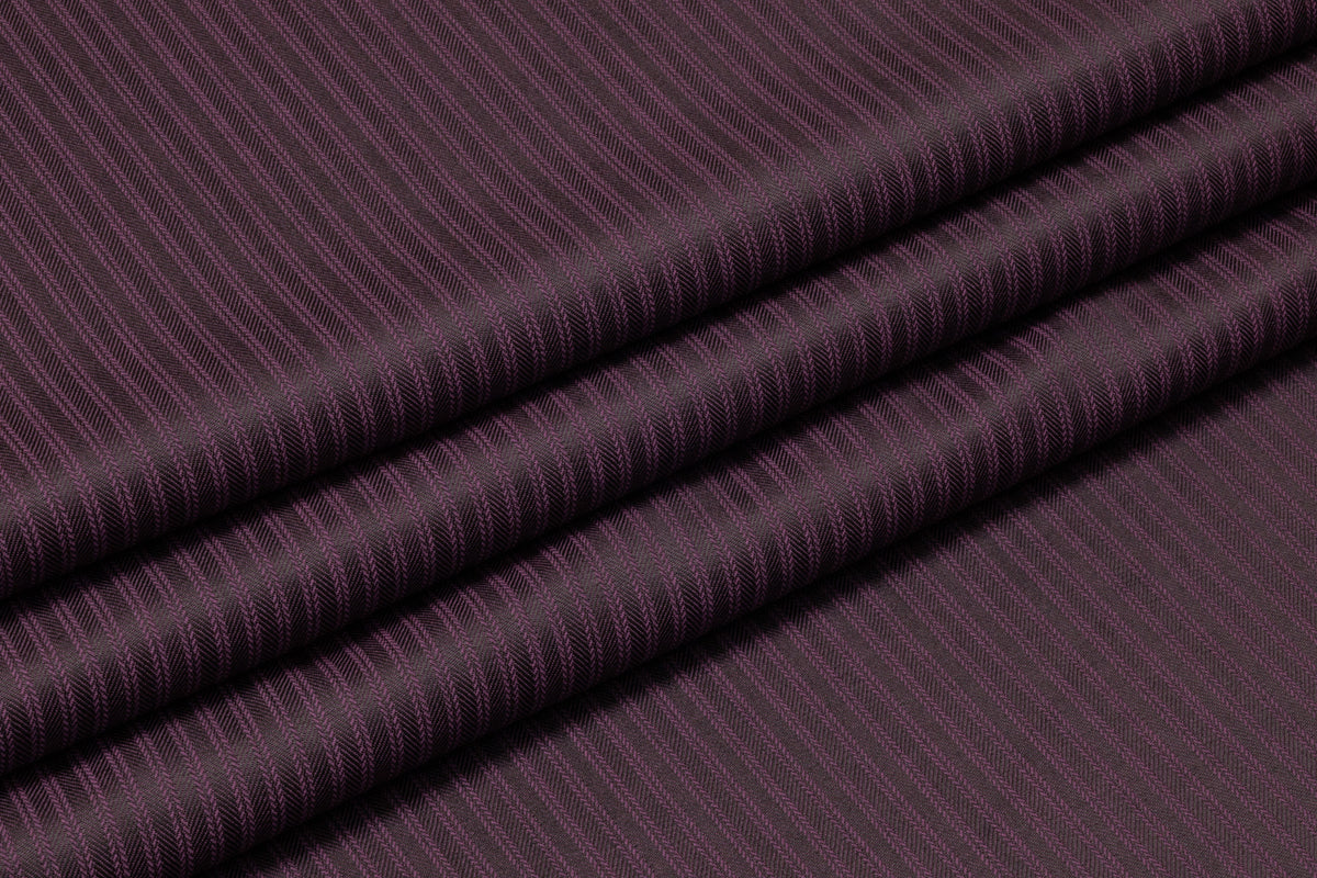 Striped Italian Wool Suiting - Deep Plum