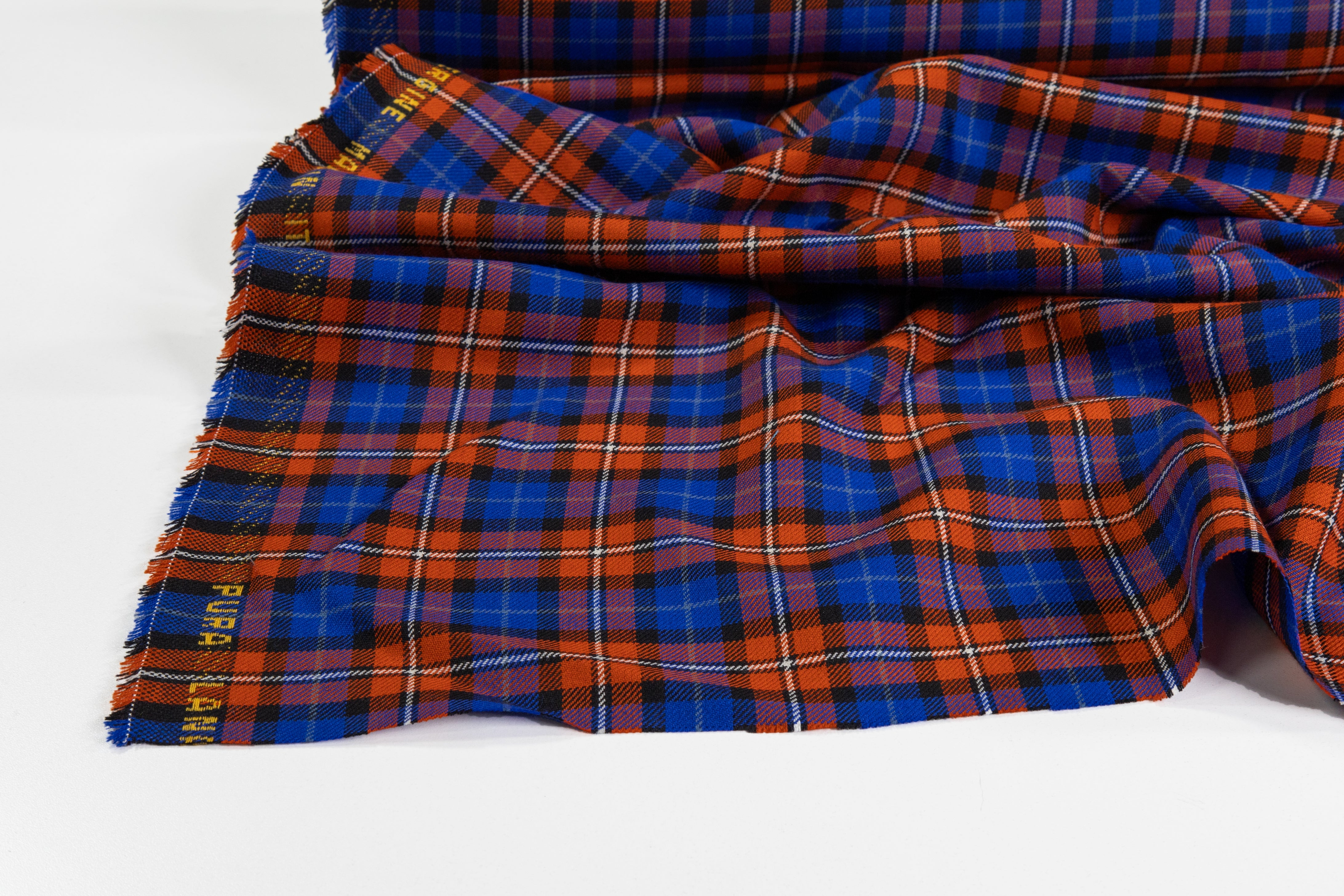 Checked Italian Wool Suiting - Blue / Orange