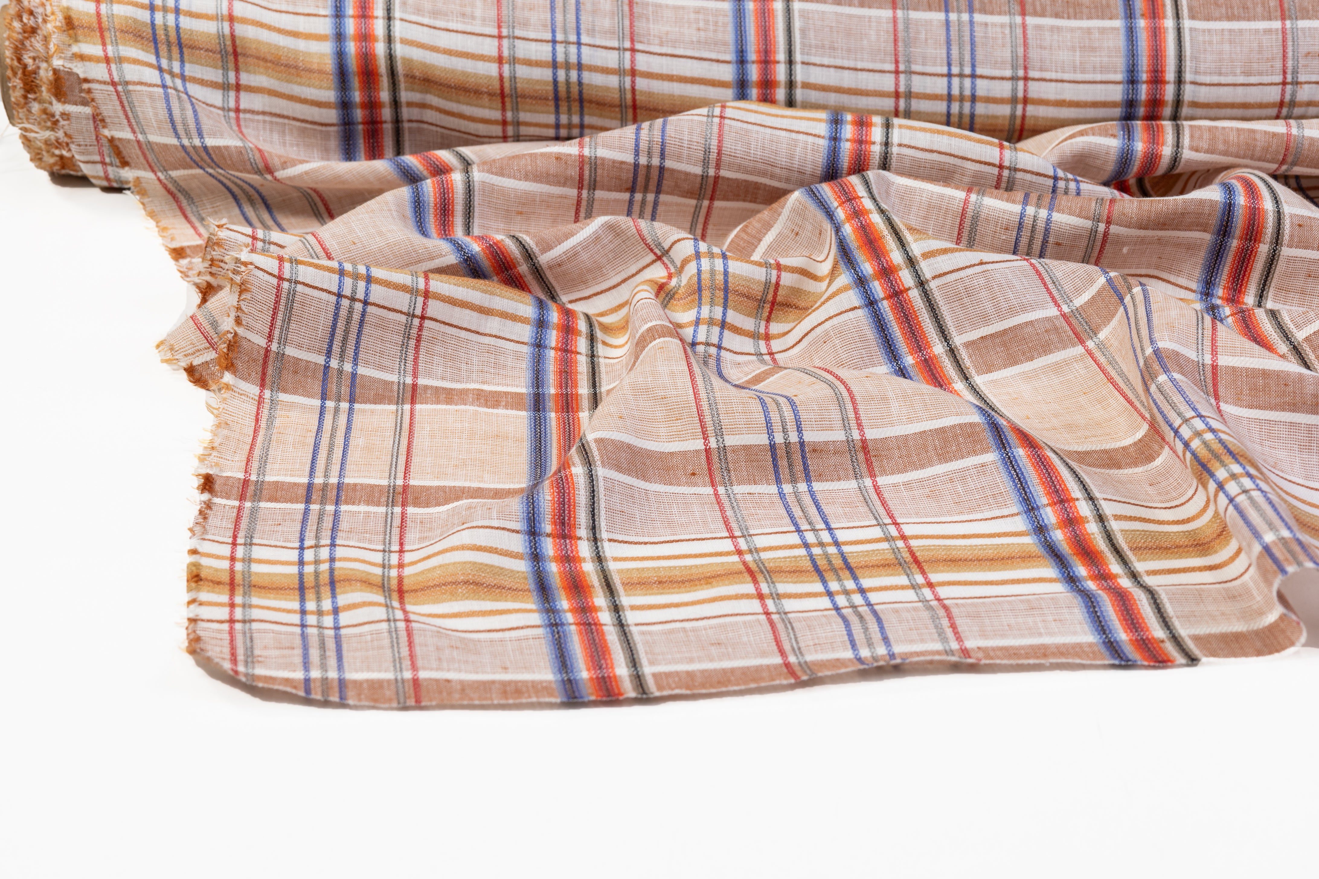 Plaid Italian Linen - Brown / Blue / Red