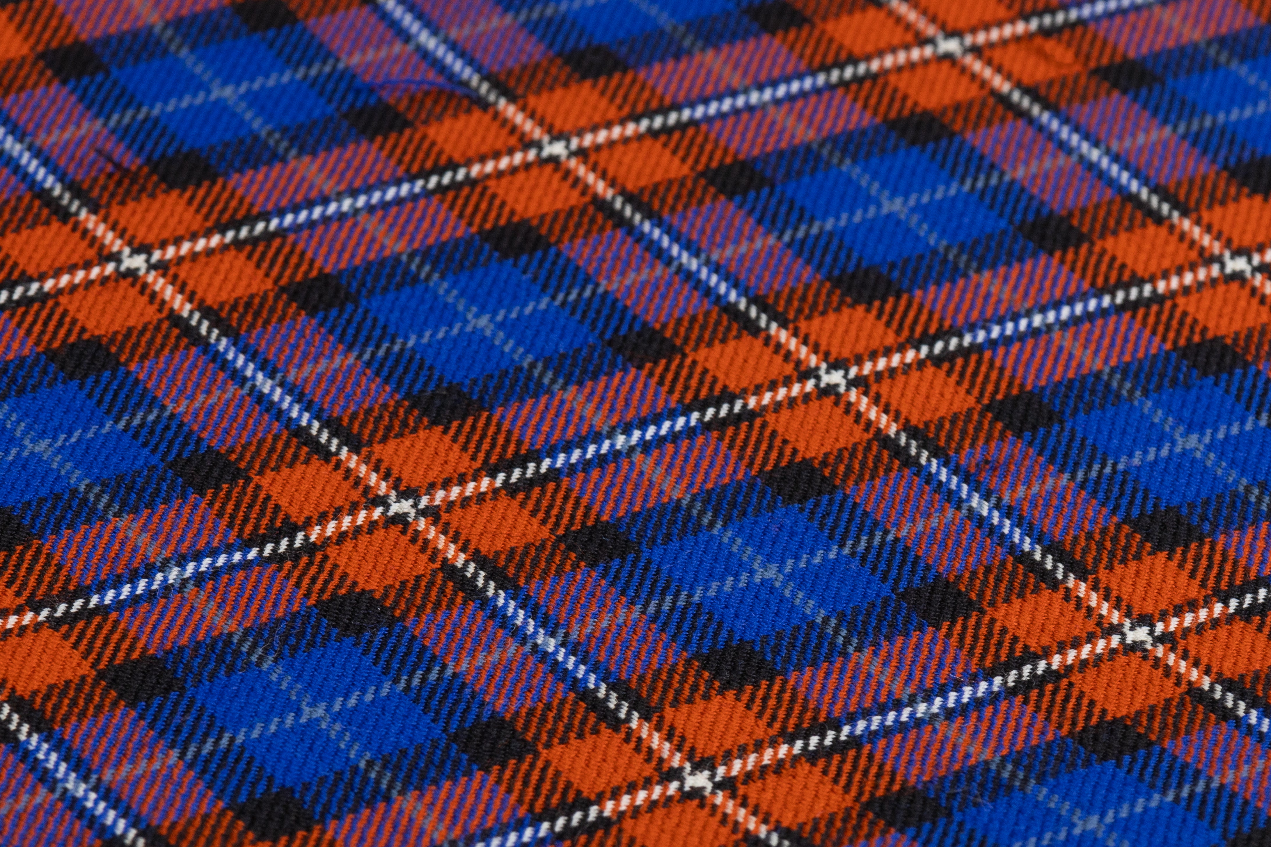 Checked Italian Wool Suiting - Blue / Orange