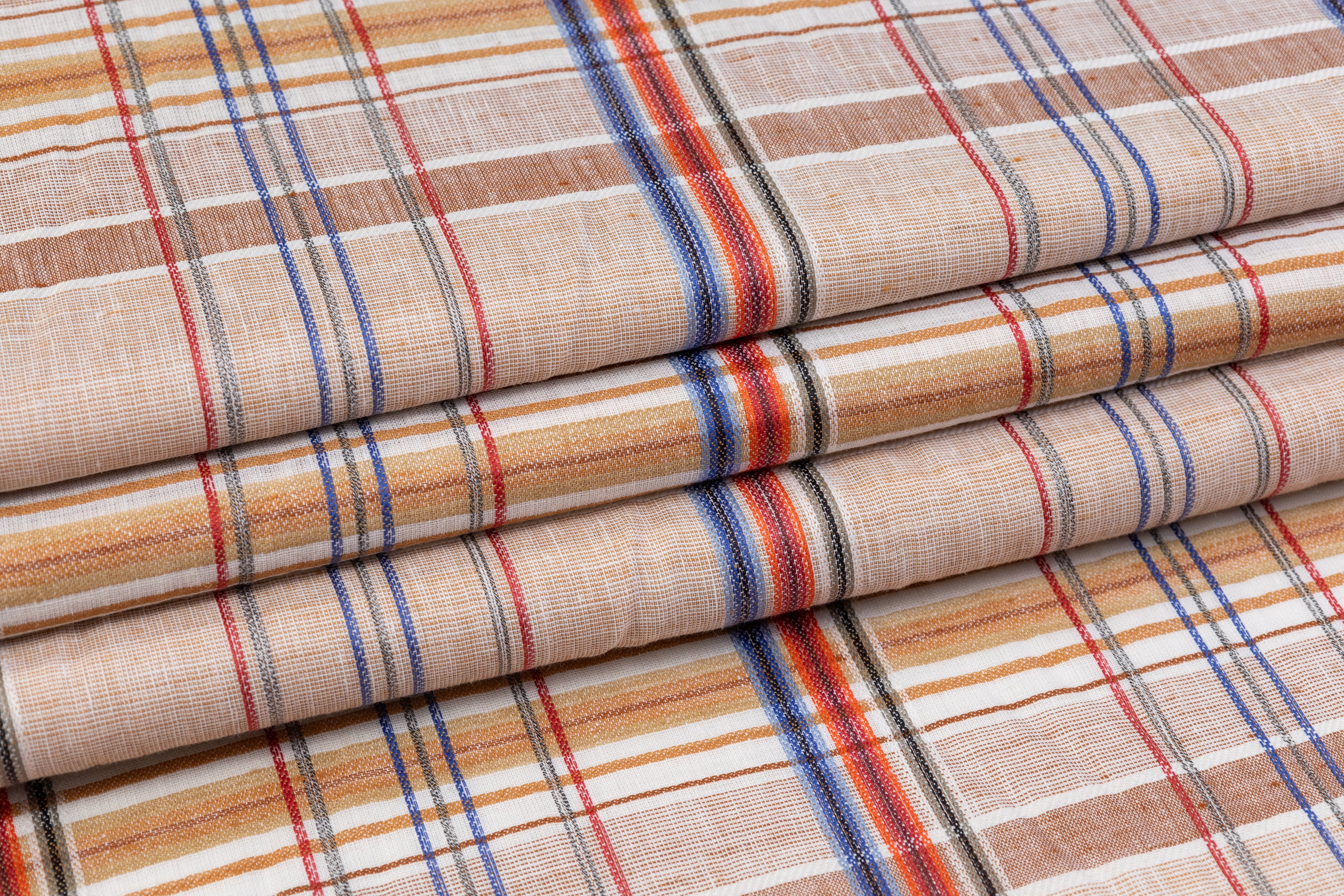 Plaid Italian Linen - Brown / Blue / Red