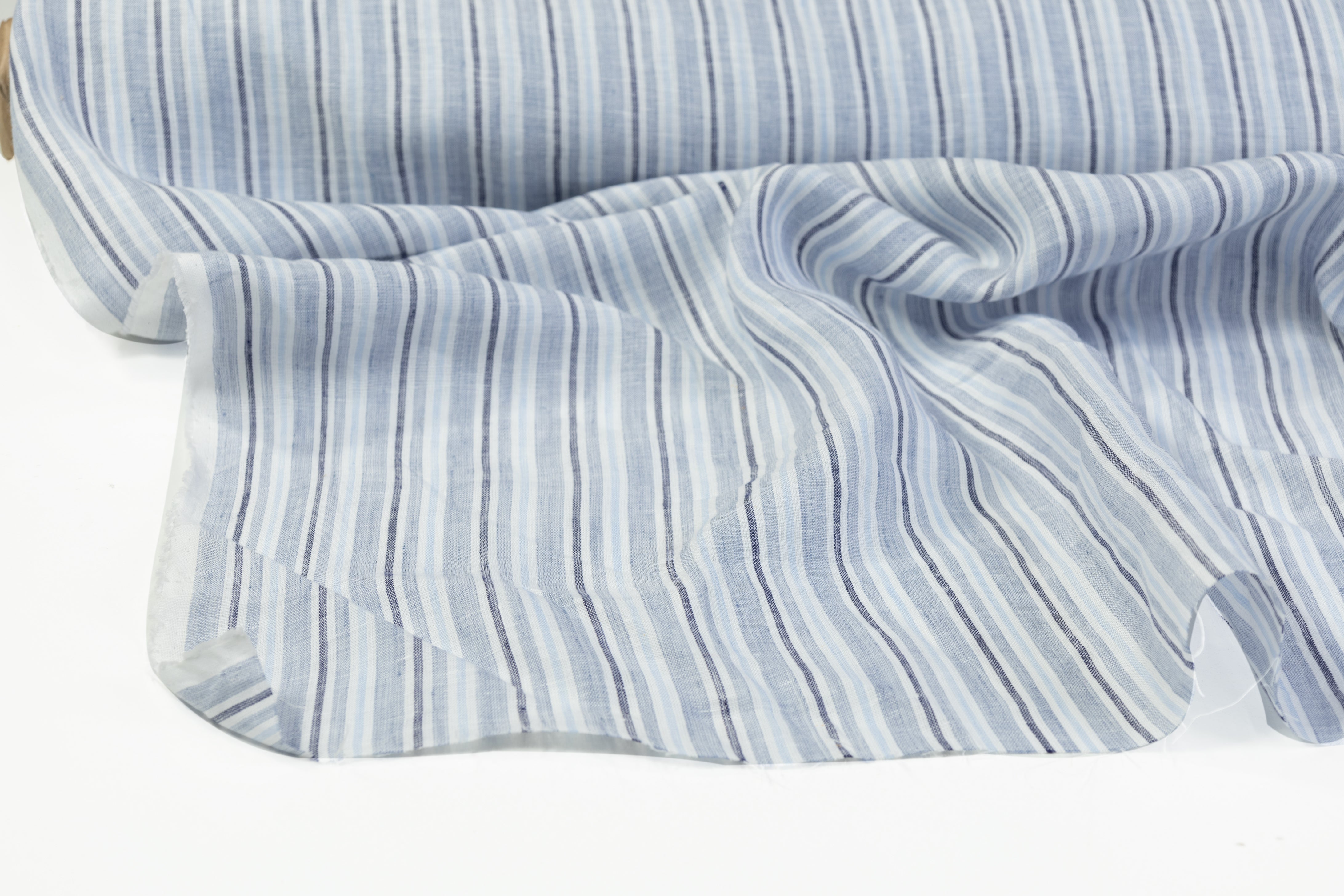 Striped Italian Linen - Blue / Gray / White