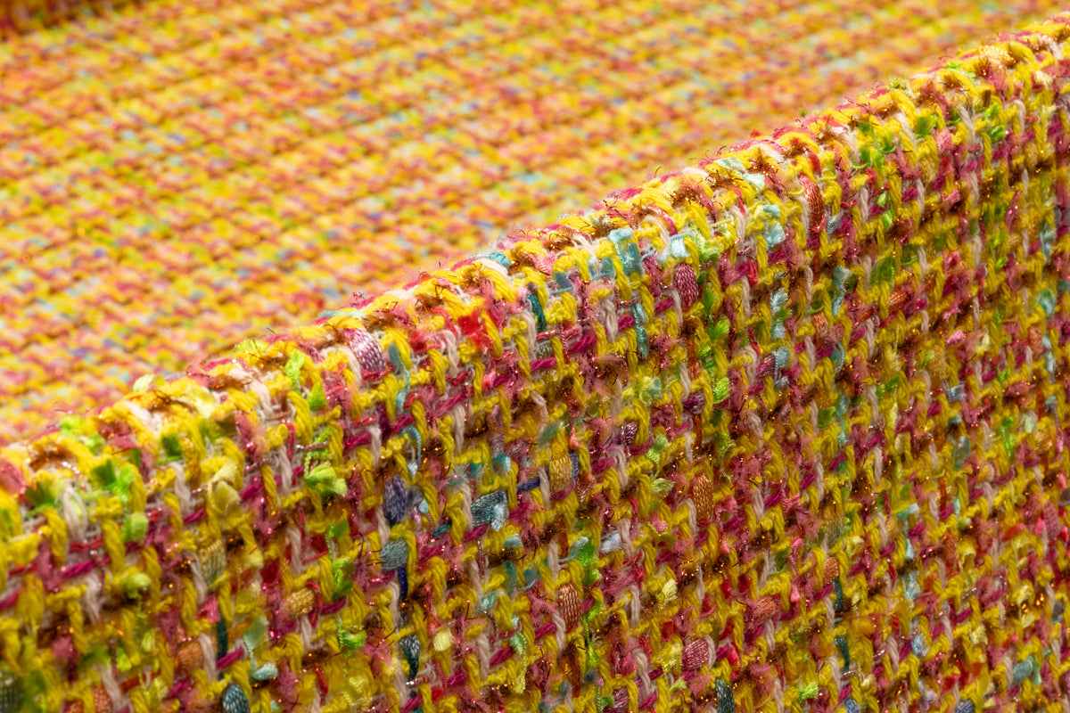 Metallic Italian Cotton Blend Tweed - Yellow / Multicolor