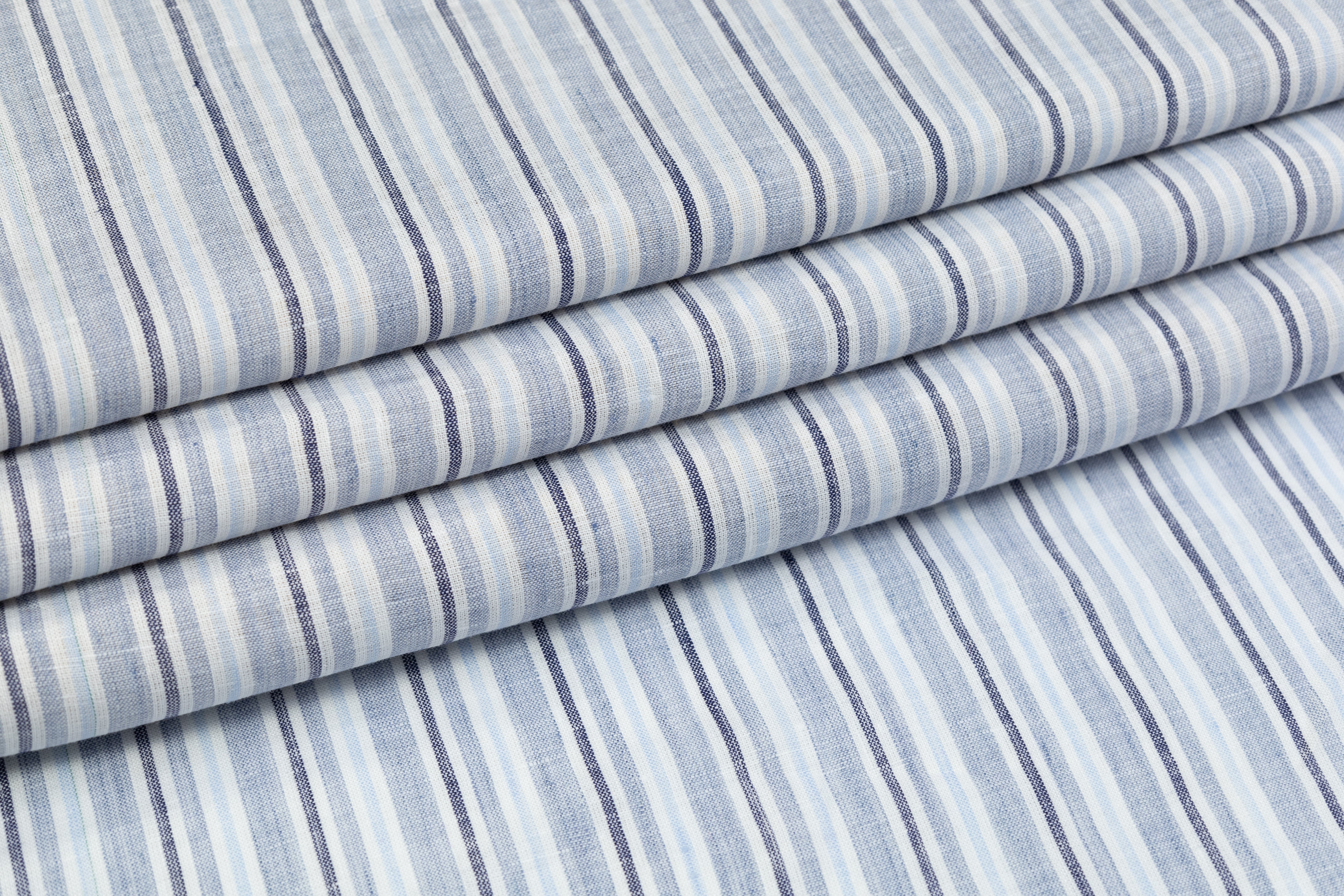 Striped Italian Linen - Blue / Gray / White