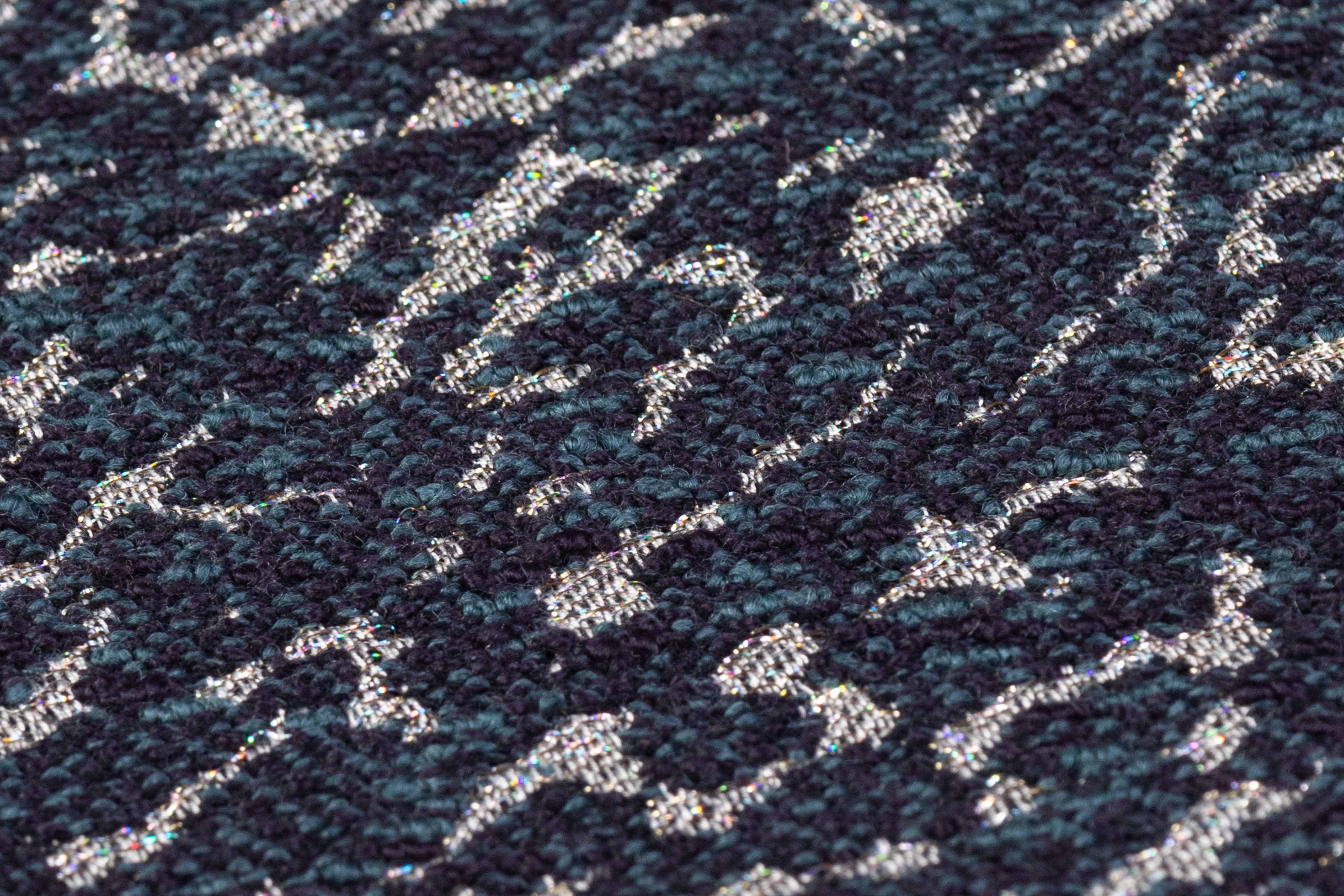 Metallic Italian Wool Blend Brocade - Blue / Silver