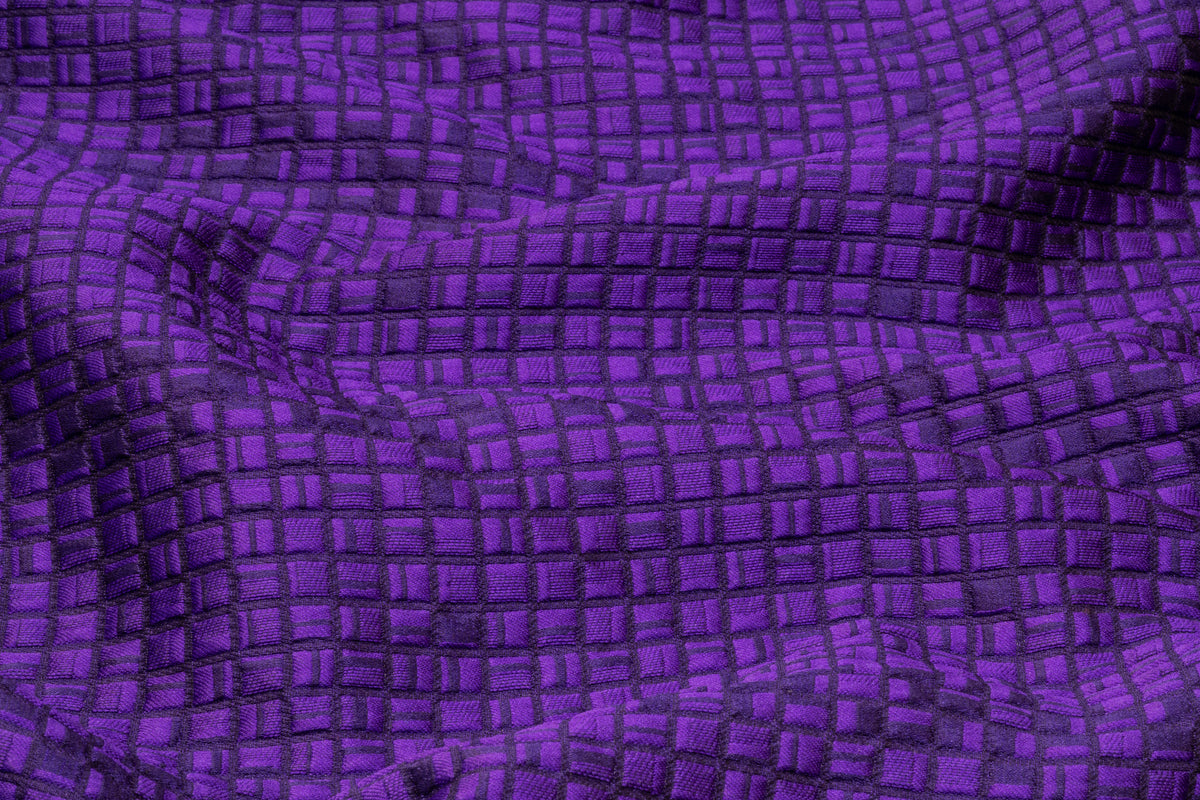 Geometric Italian Silk Blend Brocade - Purple
